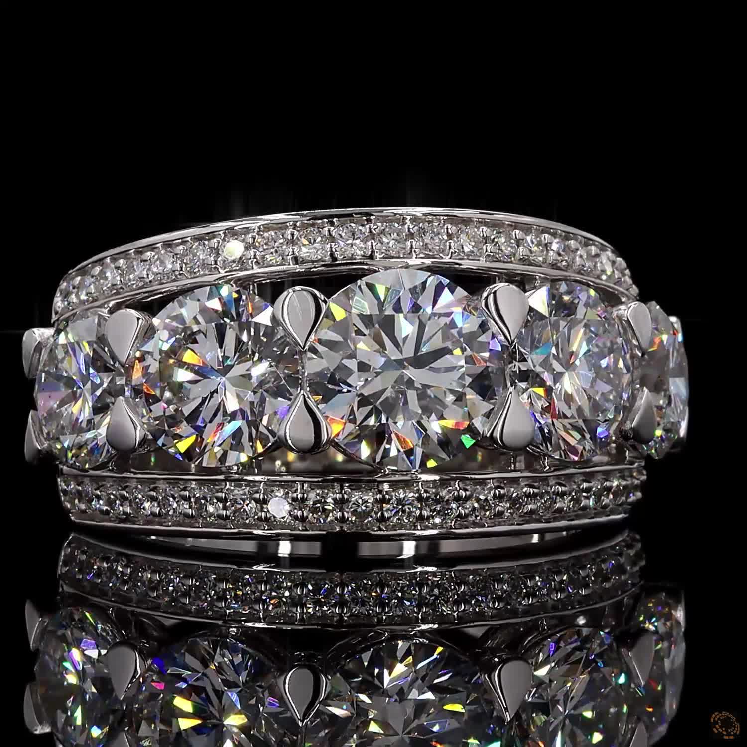 4.00 Ct Round Brilliant Cut Triple Row Eternity Wedding Ring