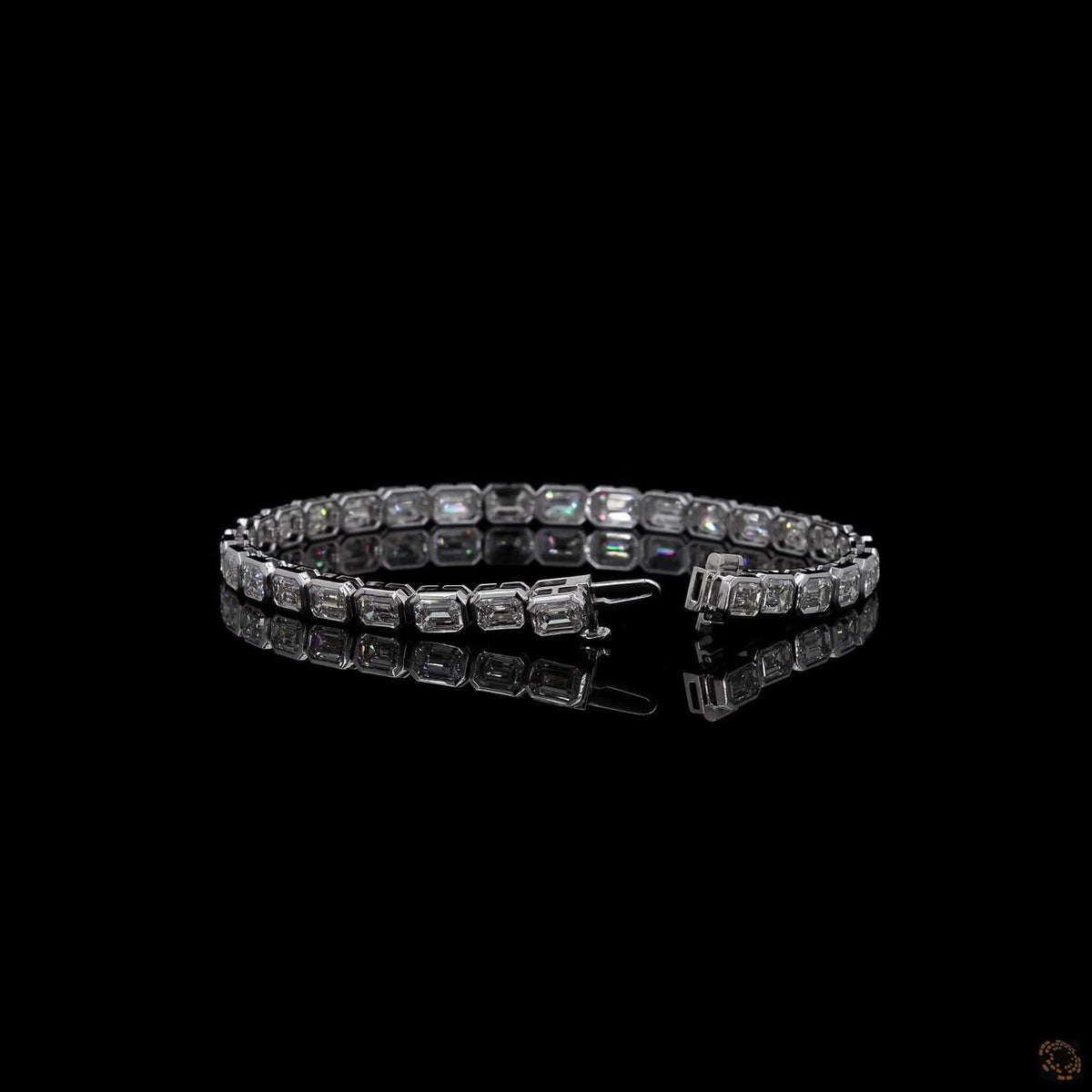 10.29 Ct Emerald-Cut Diamond Bezel Tennis Bracelet in 14K White Gold