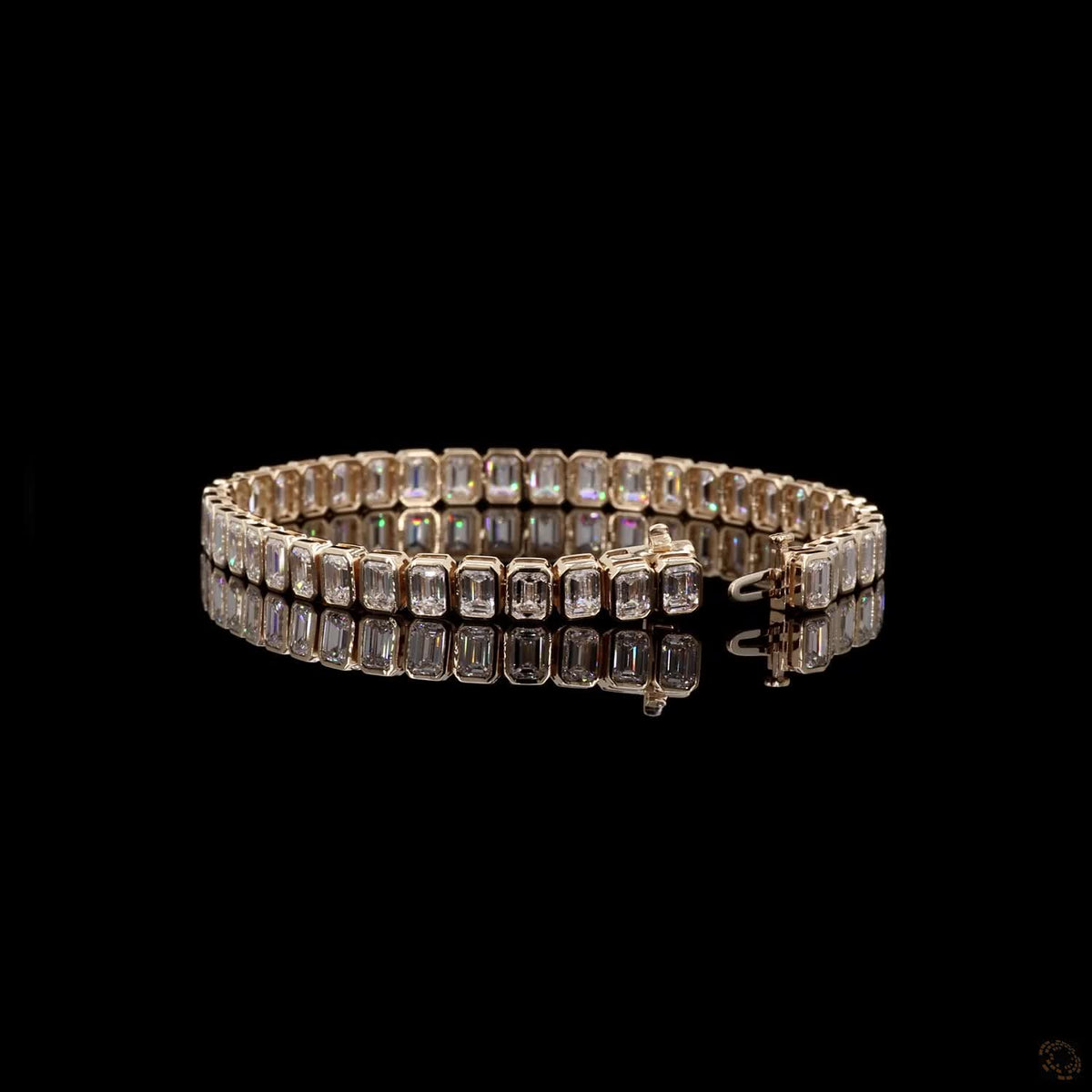17.04 Ct Bezel-Set Emerald Cut Diamond Tennis Bracelet in 14K Yellow Gold
