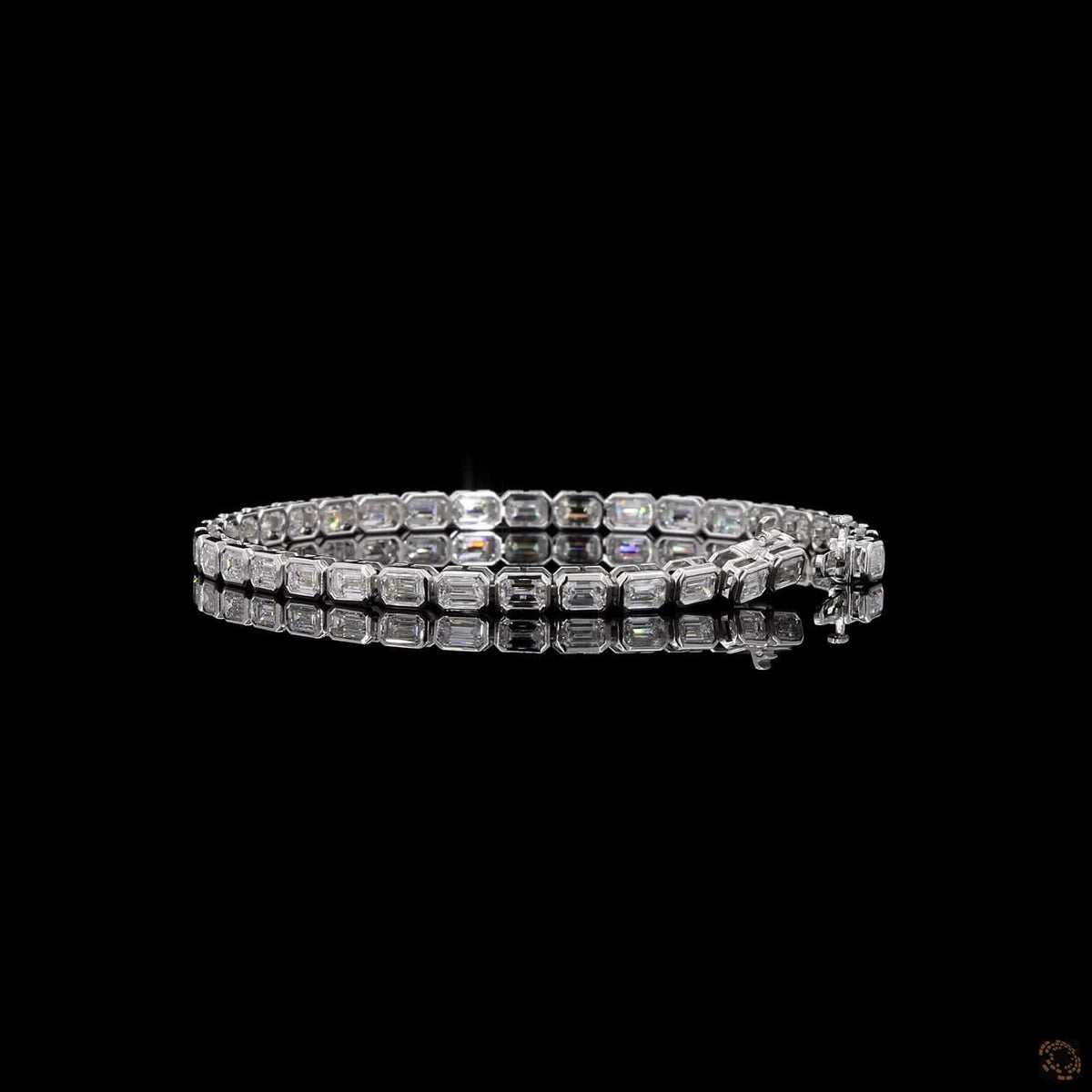 12.74 Ct Bar Set Emerald Cut Diamond Bracelet, Emerald Cut Tennis Bracelet White Gold, Horizontal Bar Diamond Bracelet, Minimalist Emerald Cut Bracelet