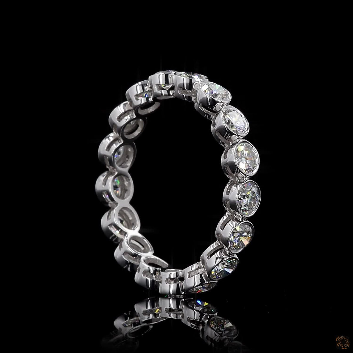 1.90 Ct Round Cut Diamond Bezel Eternity Band – 14K White Gold Floating Bezel Wedding Ring