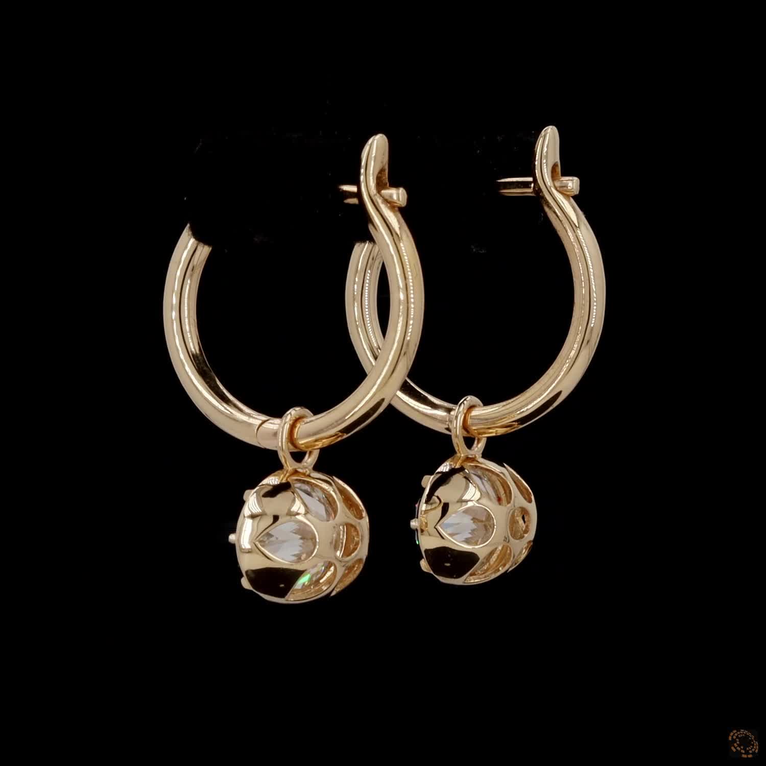 3.12 Bezel-Set Oval Solitaire Huggie Drop Earrings in Yellow Gold