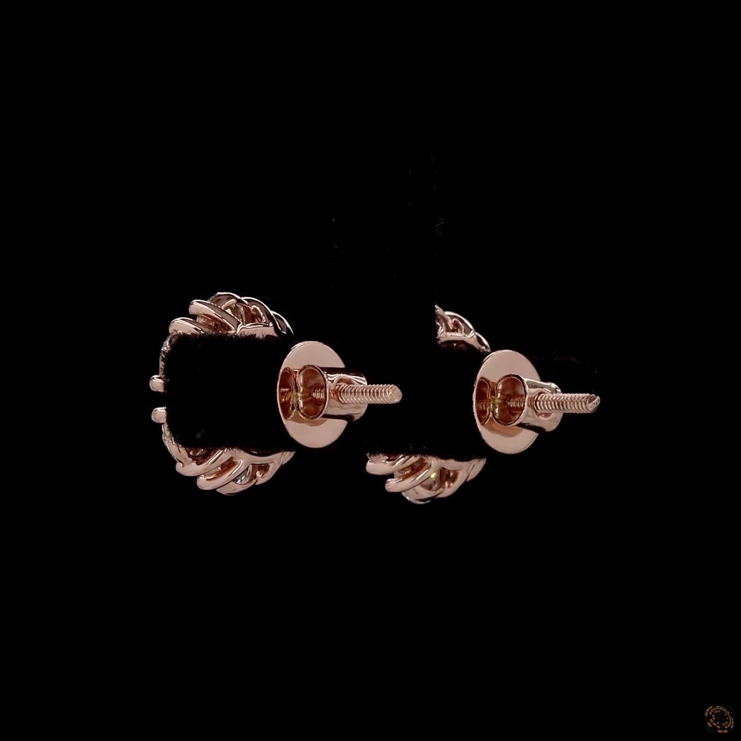 3.11 Ct  Round Diamond Floral Cluster Stud Earrings in 14K Rose Gold | 7-Stone Flower Solitaire Look Studs