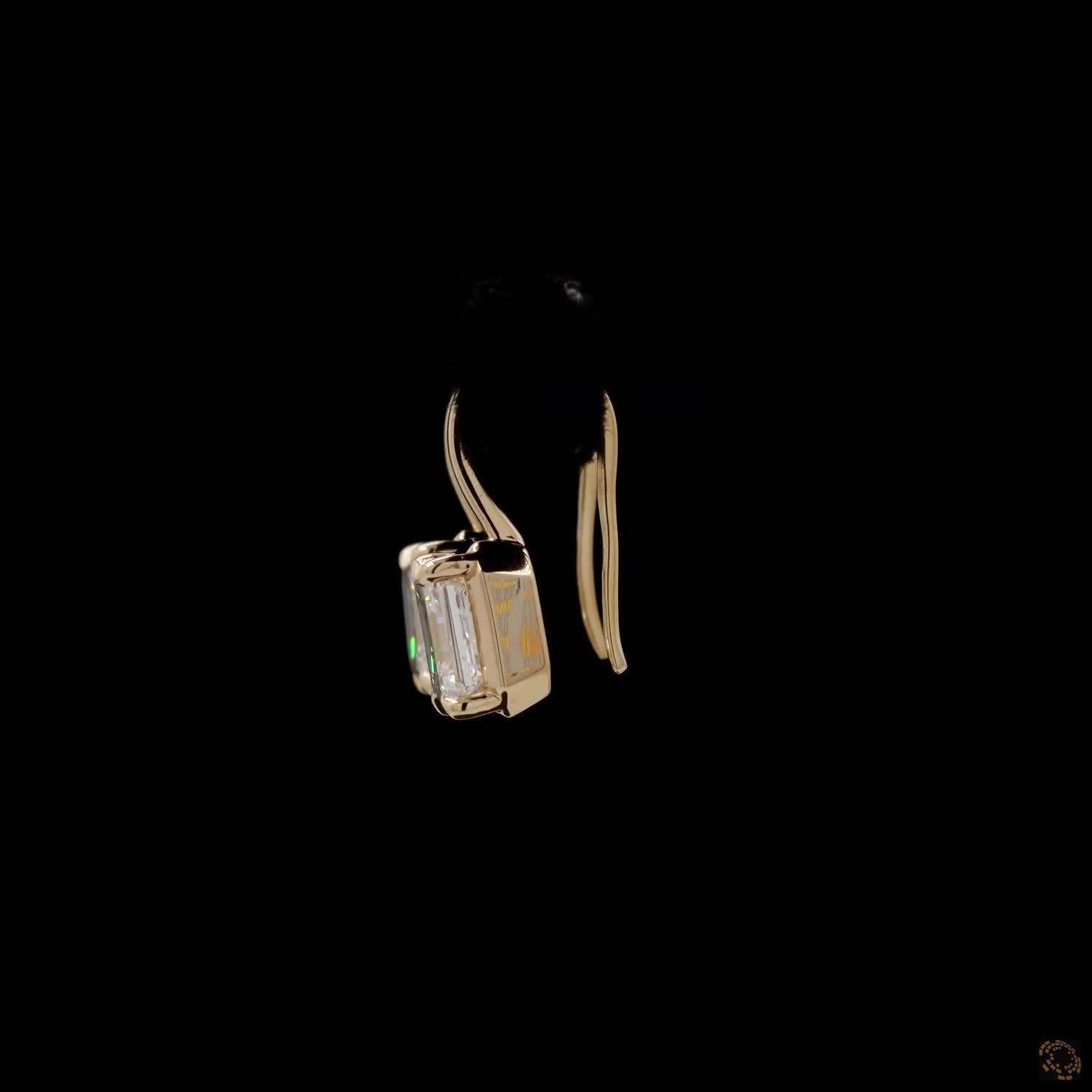 2.11 Asscher Cut Diamond Bezel-Set Leverback Drop Earrings in Yellow Gold
