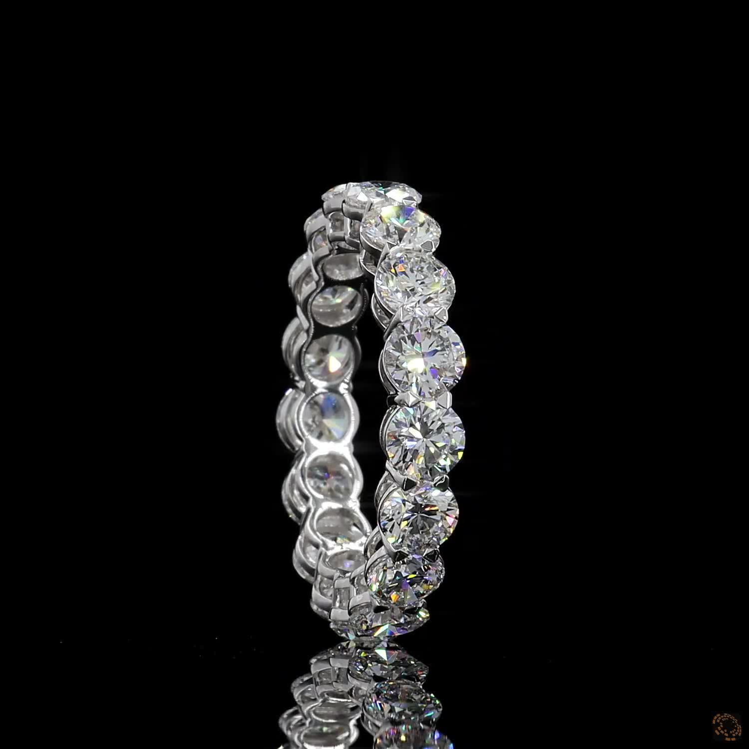 4.42 Ct Full Eternity Wedding Band, Round Brilliant Cut Prong Bridal Band in White Gold
