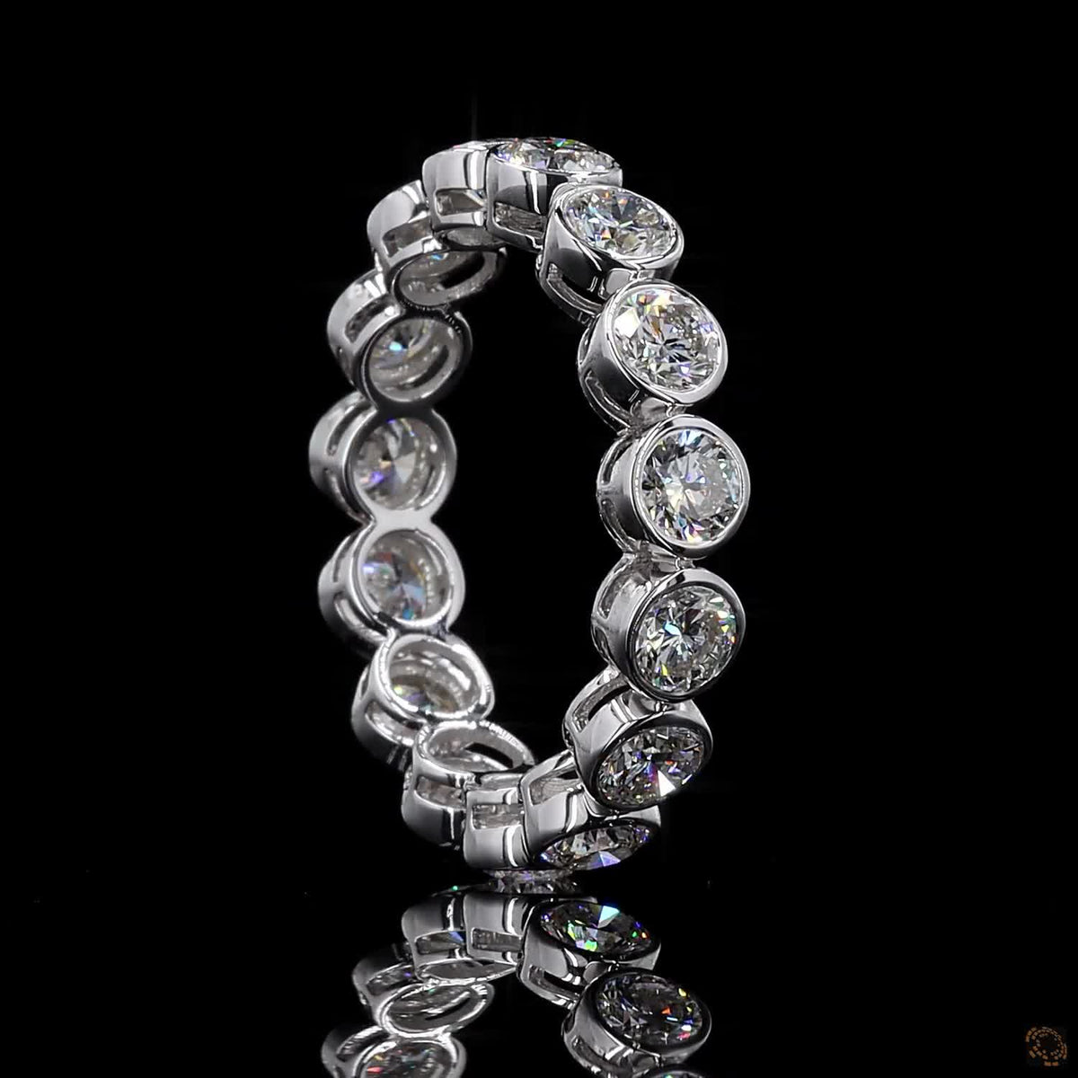 2.78 Ct Round Cut Diamond Bezel Eternity Band – 14K White Gold Floating Bezel Wedding Ring