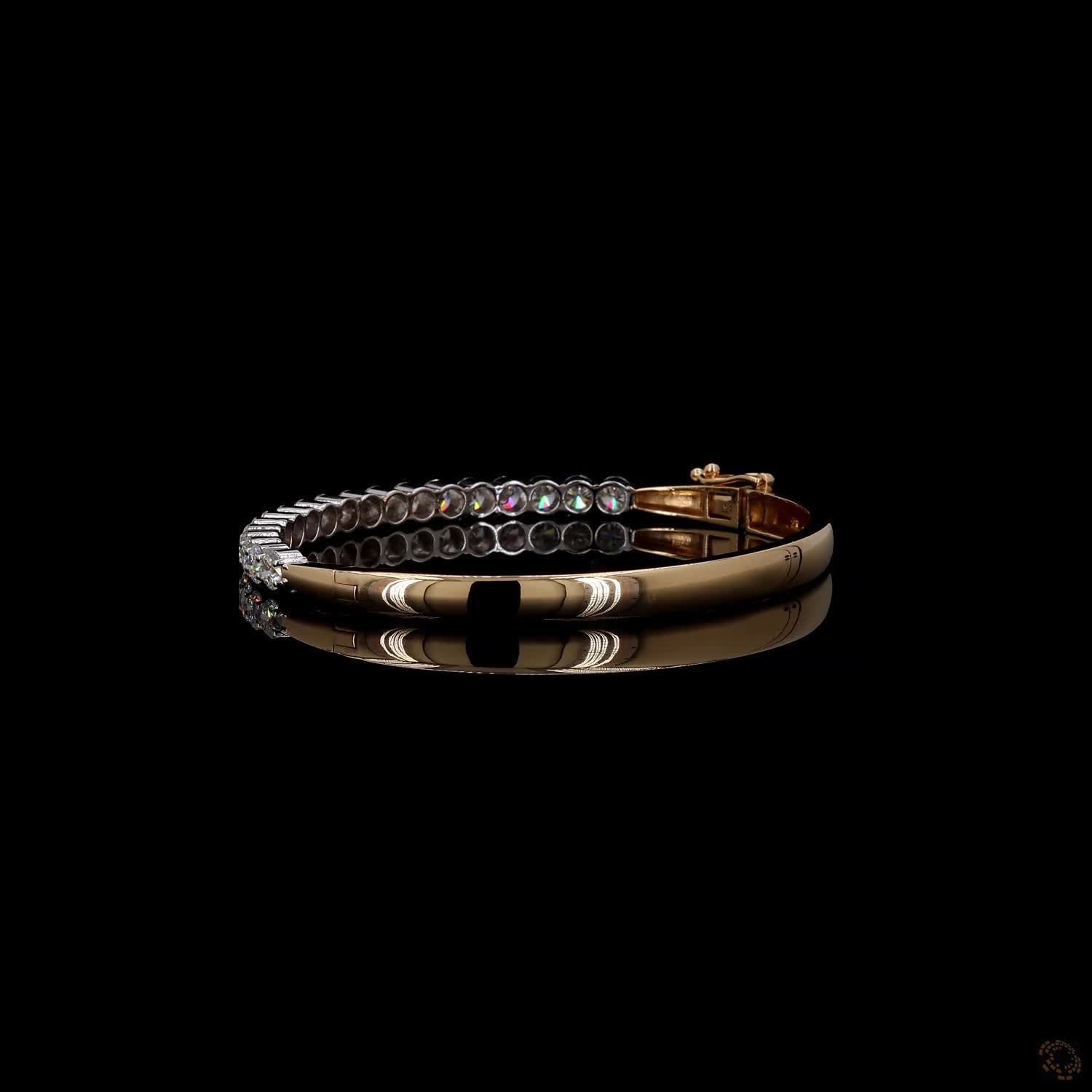 4.77 Ct Half-Eternity Diamond Bangle / Two-Tone Diamond Hinged Bangle