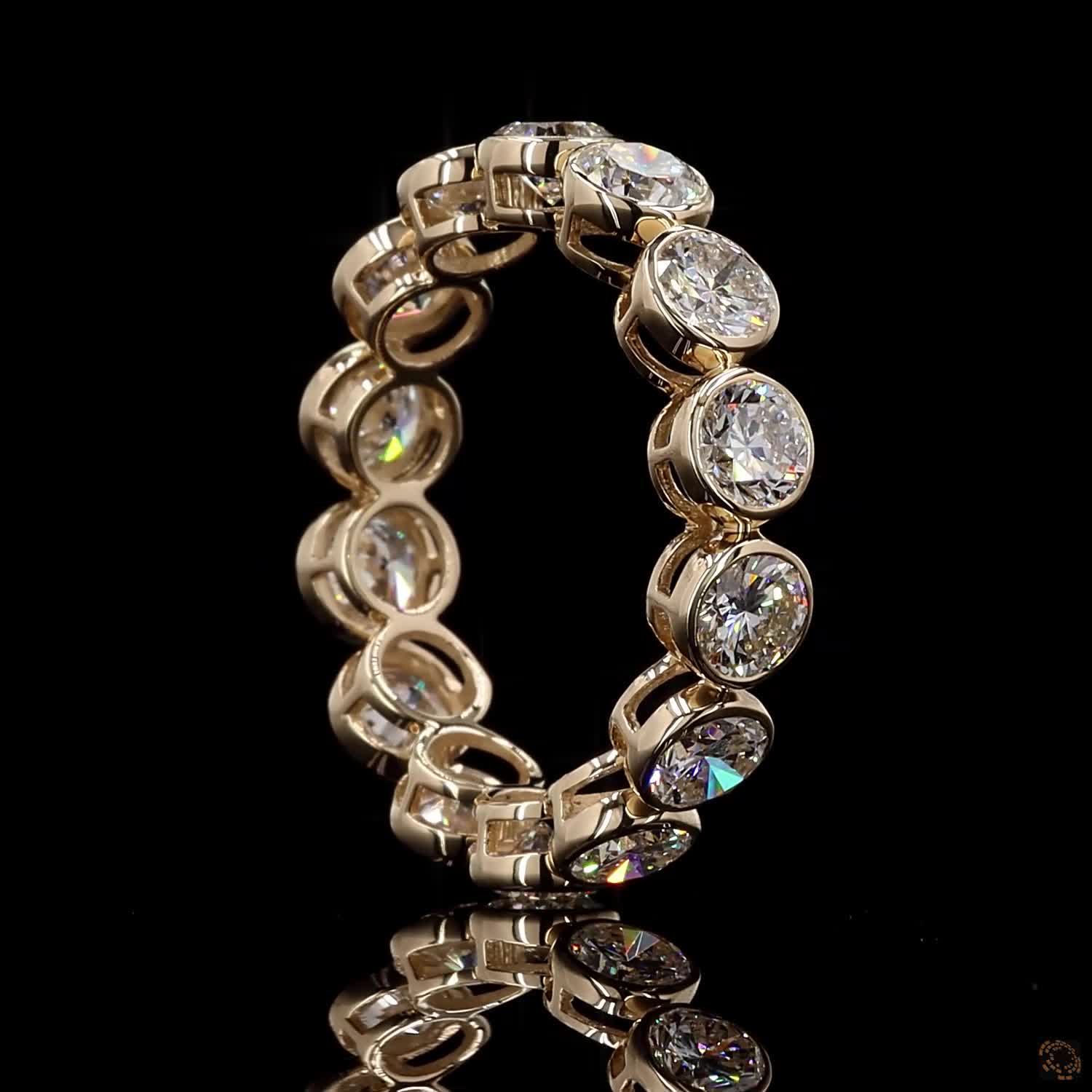 3.56 Ct Round Cut Diamond Bezel Eternity Band – 14K Yellow Gold Floating Bezel Wedding Ring