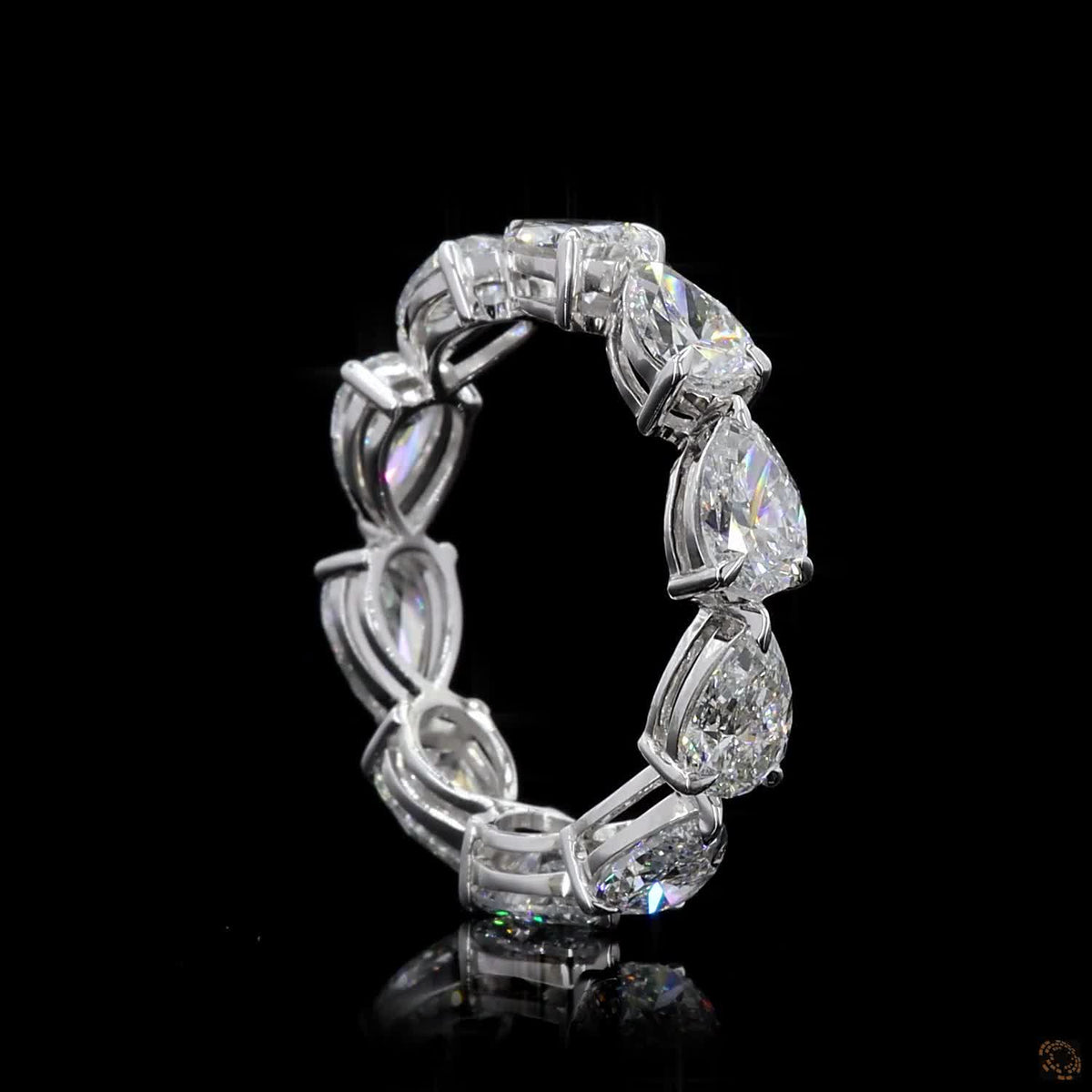 3.76 Ct East-West Pear Cut Diamond Eternity Band in White Gold