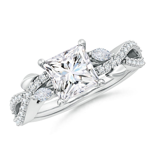 2.10 Ct In Princess Bardot Scallop Engagement Ring