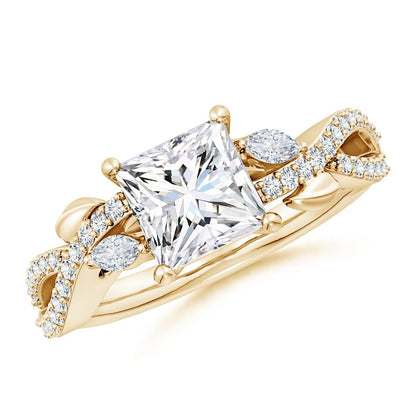 2.10 Ct In Princess Bardot Scallop Engagement Ring