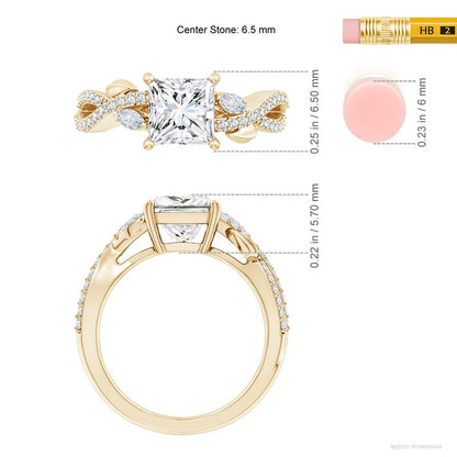 2.10 Ct In Princess Bardot Scallop Engagement Ring