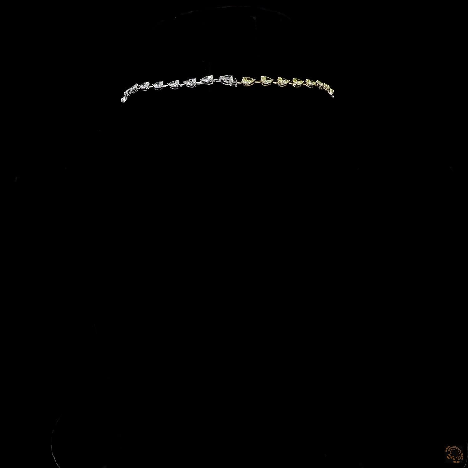 23.63 Ct Fancy Yellow & White Pear Cut Diamond Lariat Tennis Necklace