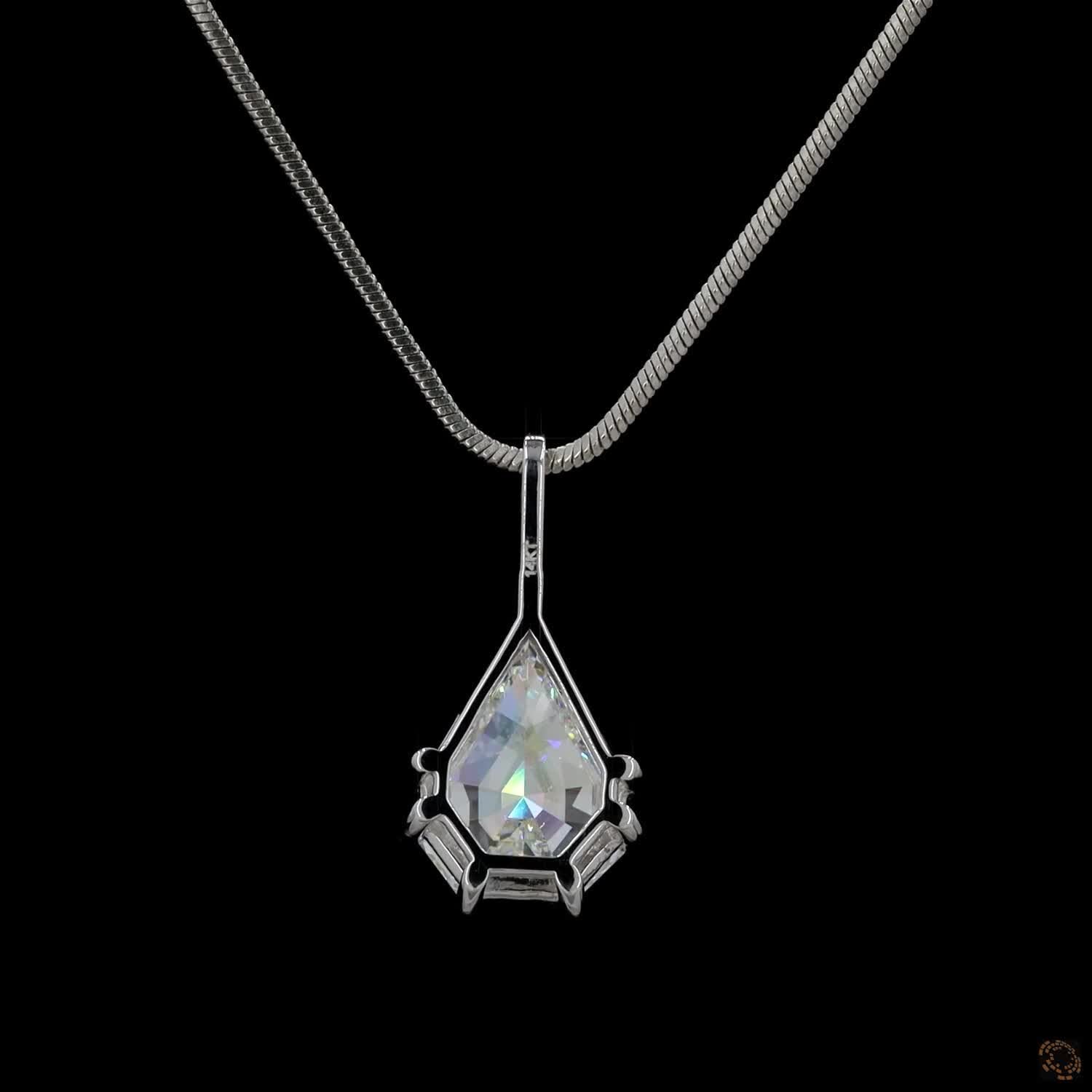 5.06 Ct Shield Cut Lab Grown Diamond Pendant Necklace | Large Shield Shape Solitaire Pendant | Modern Luxury Fine Jewelry