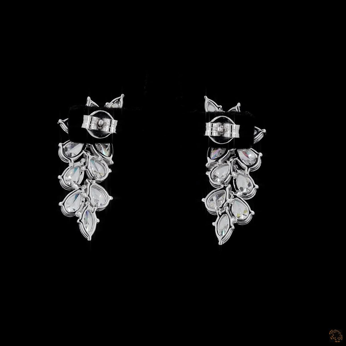 4.38 Ct High-clarity multi-shape diamonds marquise and pear cuts set at dynamic angles for multidirectional sparkle
