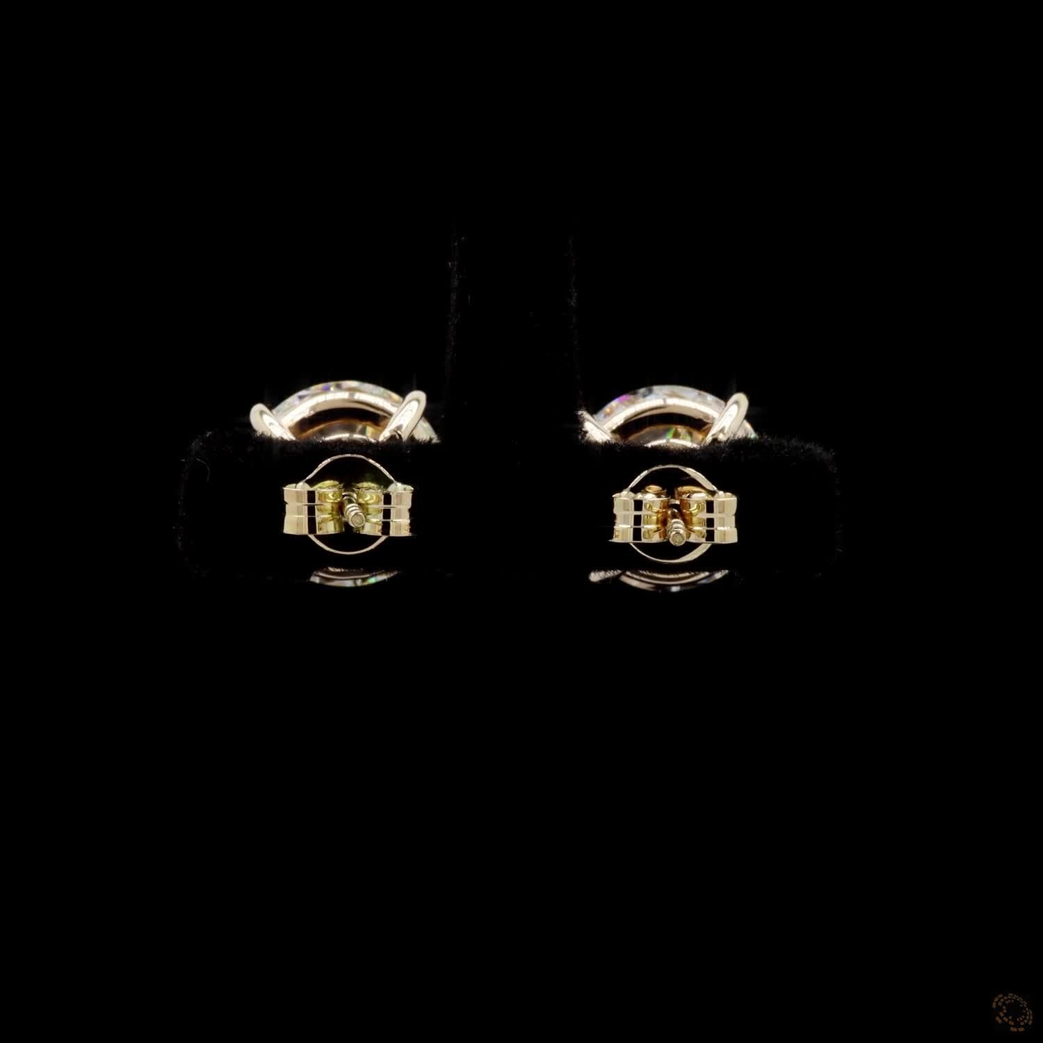 8.03 Ct Classic Round Cut Diamond Solitaire Stud Earrings in 14K Yellow Gold | 4-Prong Claw Setting with Friction Backs