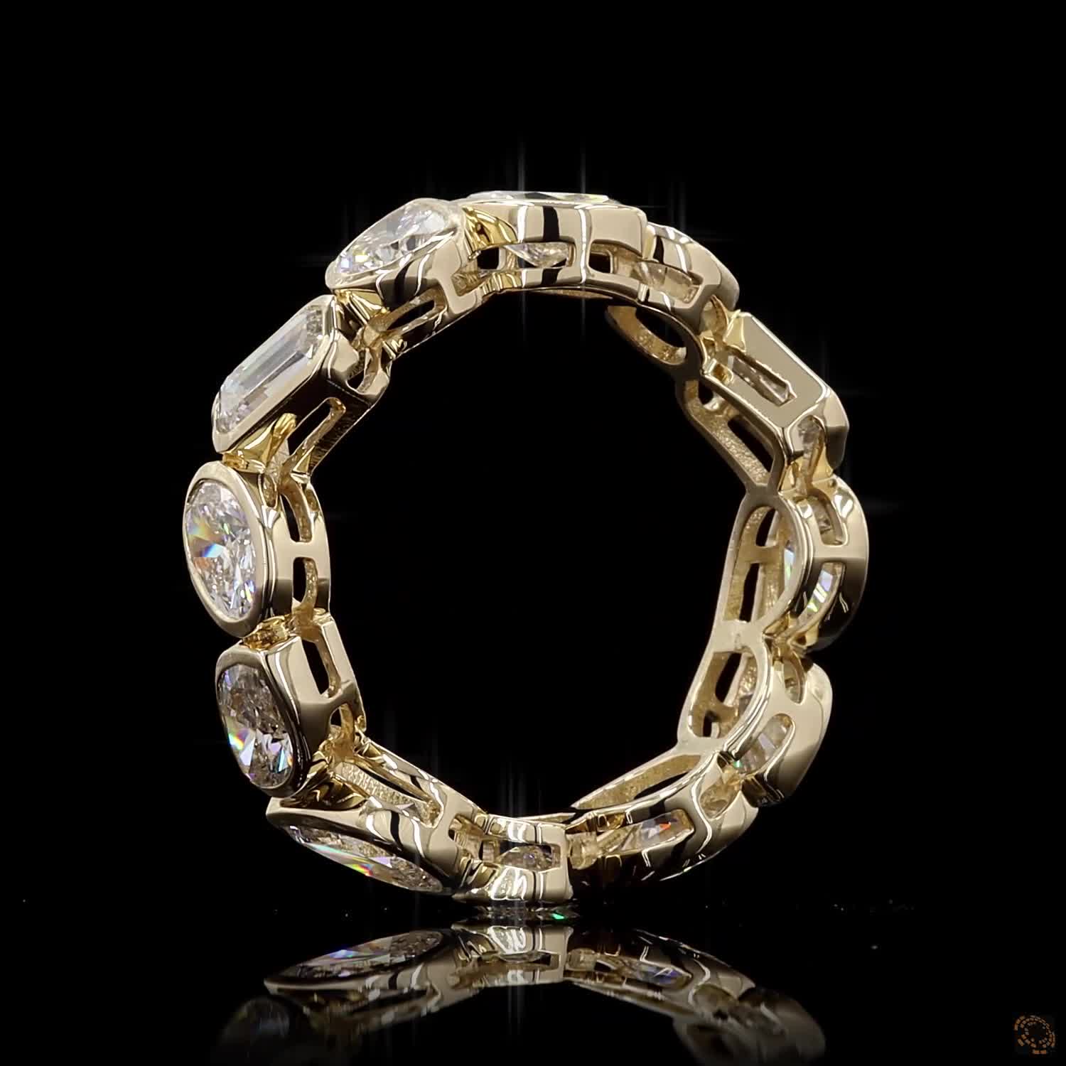4.1 Ct Bezel-Set Multi-Shape Diamond Eternity Band in 14K Yellow Gold