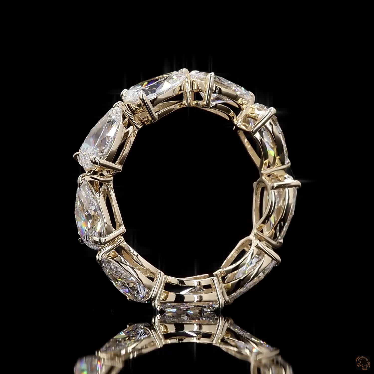 4.97 Ct Pear Cut Lab Grown Diamond Eternity Band Ring in 14K Yellow Gold | Shared Prong Full Eternity Wedding Band | Anniversary Ring for Women