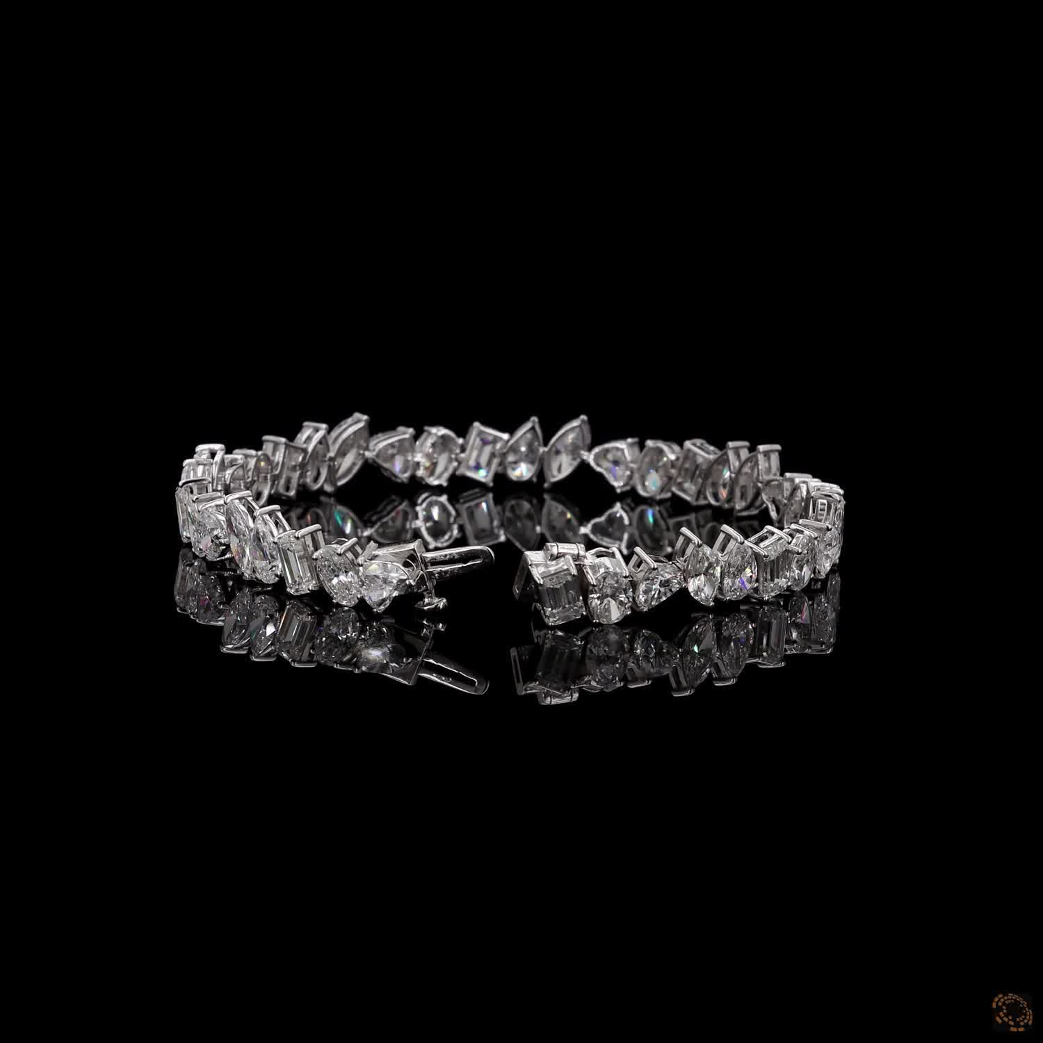 12.77Ct Alternating Mixed Fancy Cut Diamond Tennis Bracelet