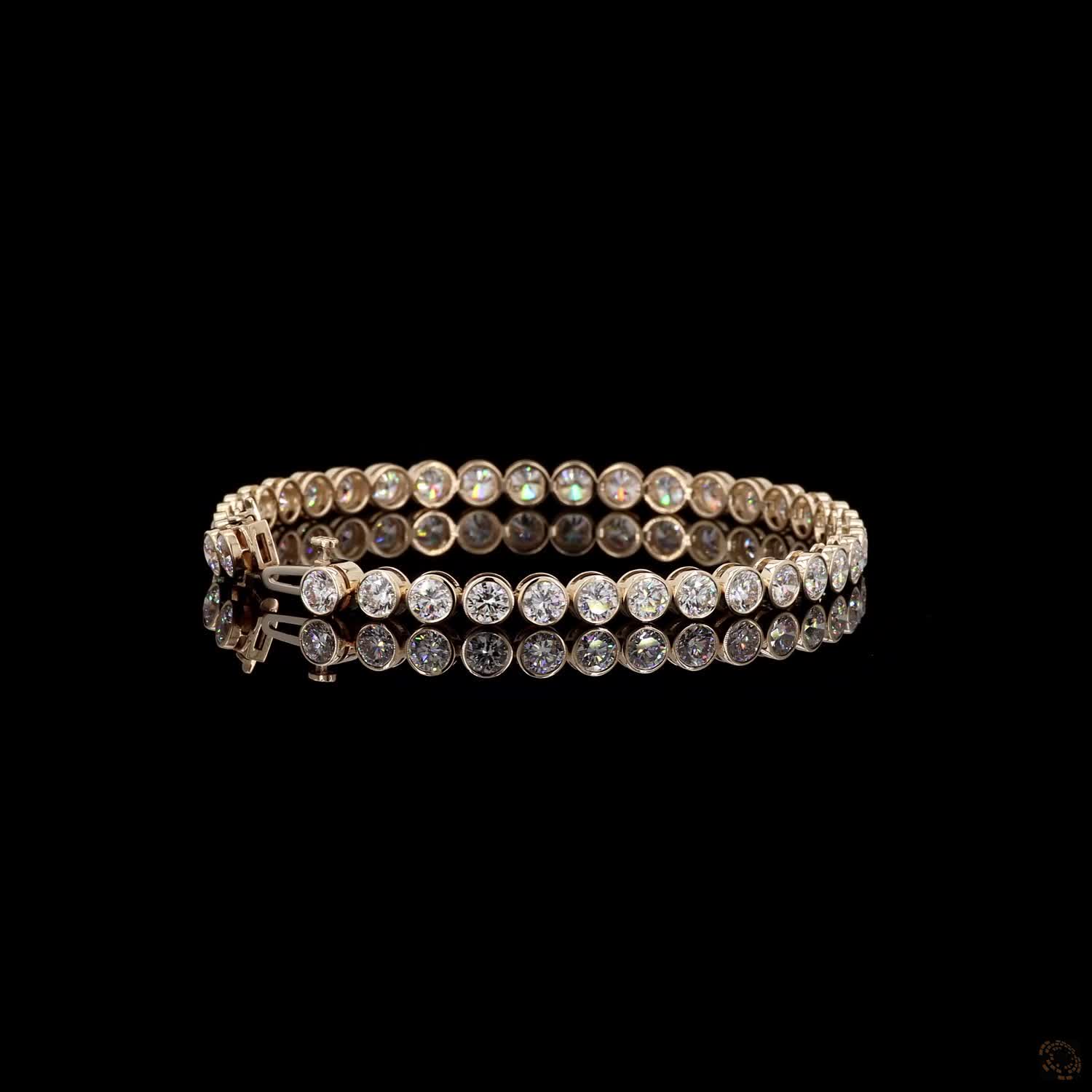 9.86 Ct Bezel-Set Round Diamond Tennis Bracelet in 14K Yellow Gold