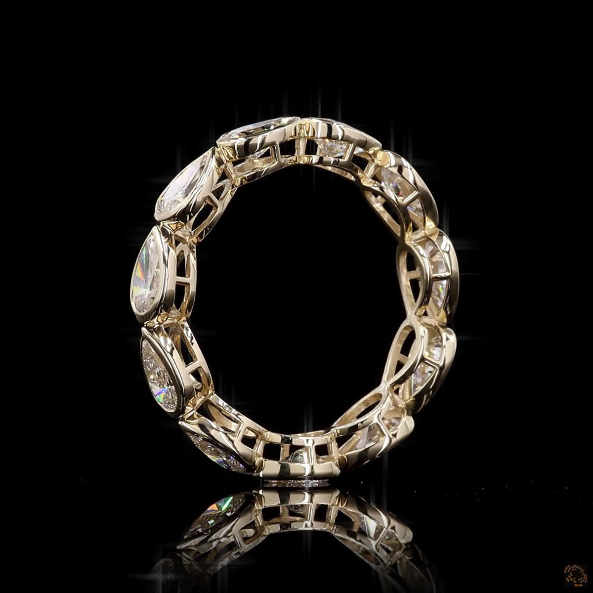 7.89 Ct 14K Gold Pear Cut Diamond Eternity Band Ring | Luxury Teardrop Diamond Wedding & Anniversary Ring