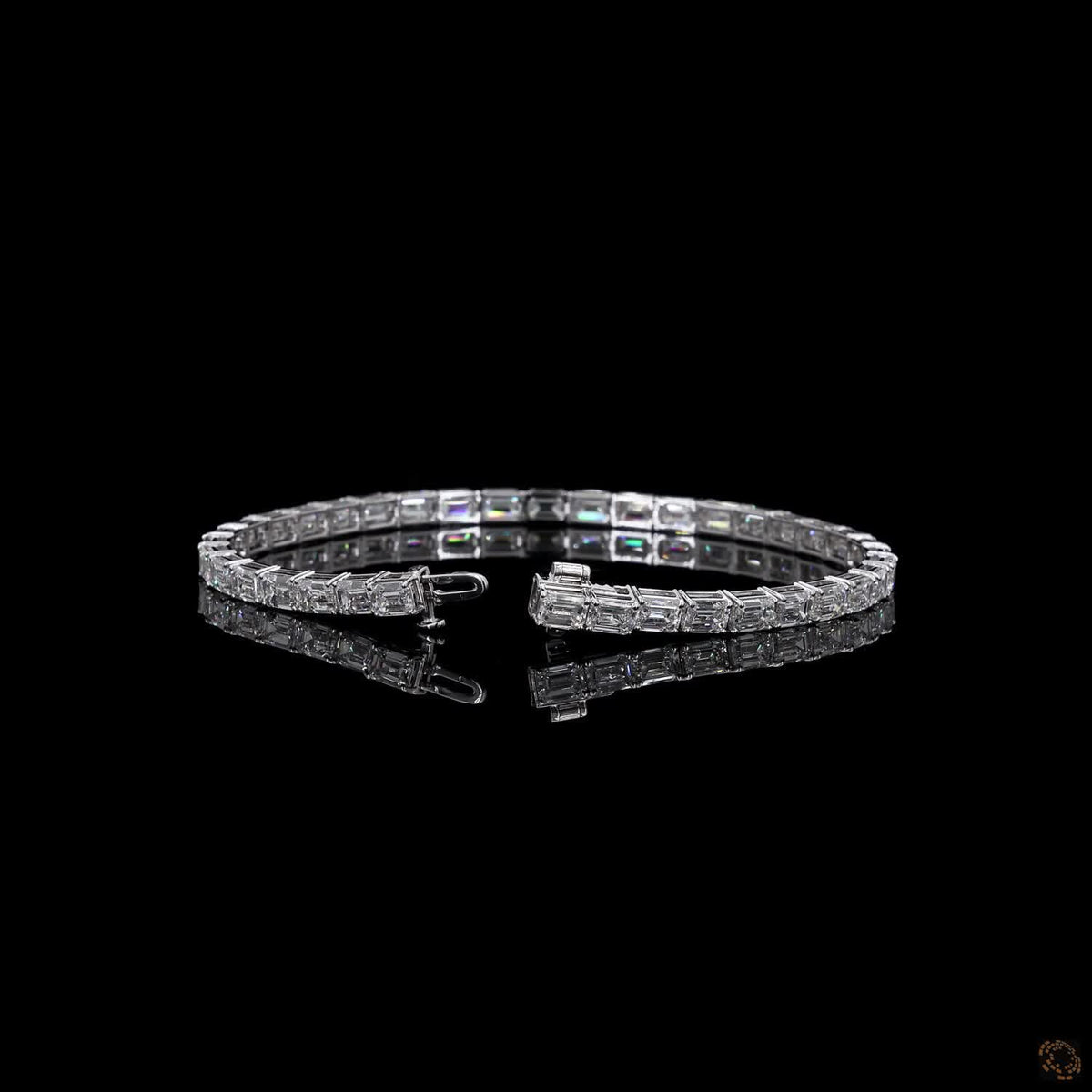 12.74 Ct Modern Bar-Set Emerald-Cut Diamond Tennis Bracelet in 14K White Gold