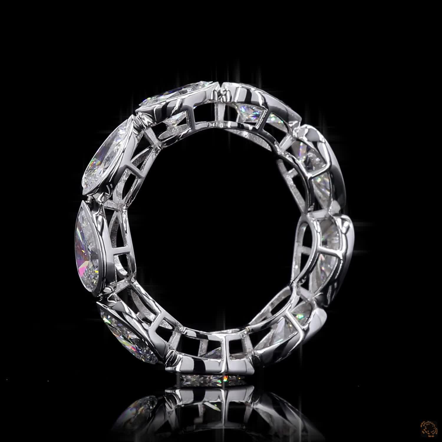 5.16 Ct Bezel Set Pear Cut lab-grown Diamond Eternity Ring