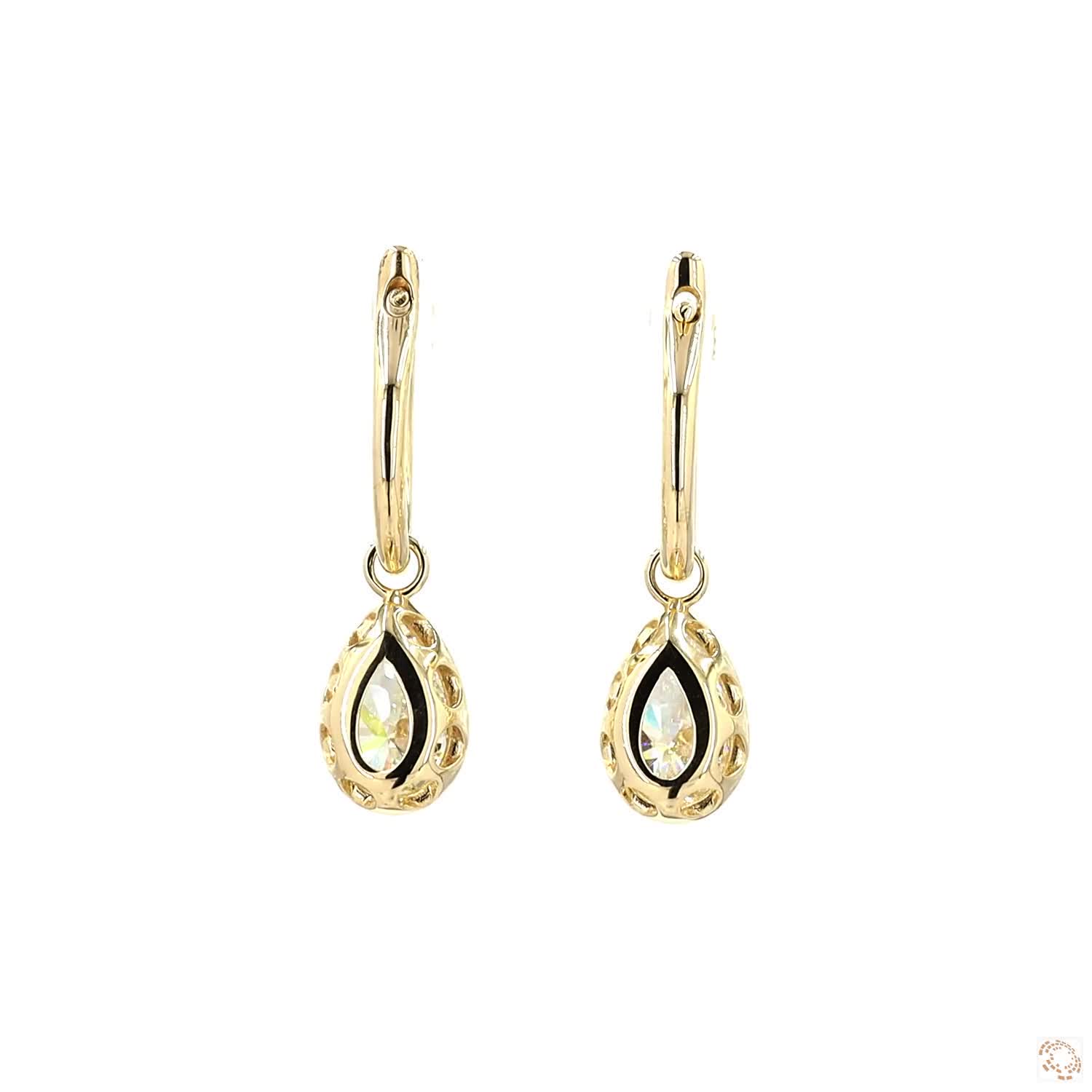 3.17 Pear Shaped Diamond Huggie Earrings | Fine Gold Dangle Jewelry