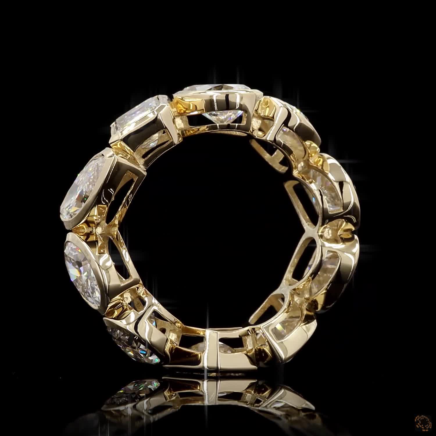 11.10 Ct Mixed Shape Bezel Set Lab Grown Diamond Eternity Band Ring in 14K Yellow Gold | Full Eternity Wedding Band | Anniversary Gift for Women