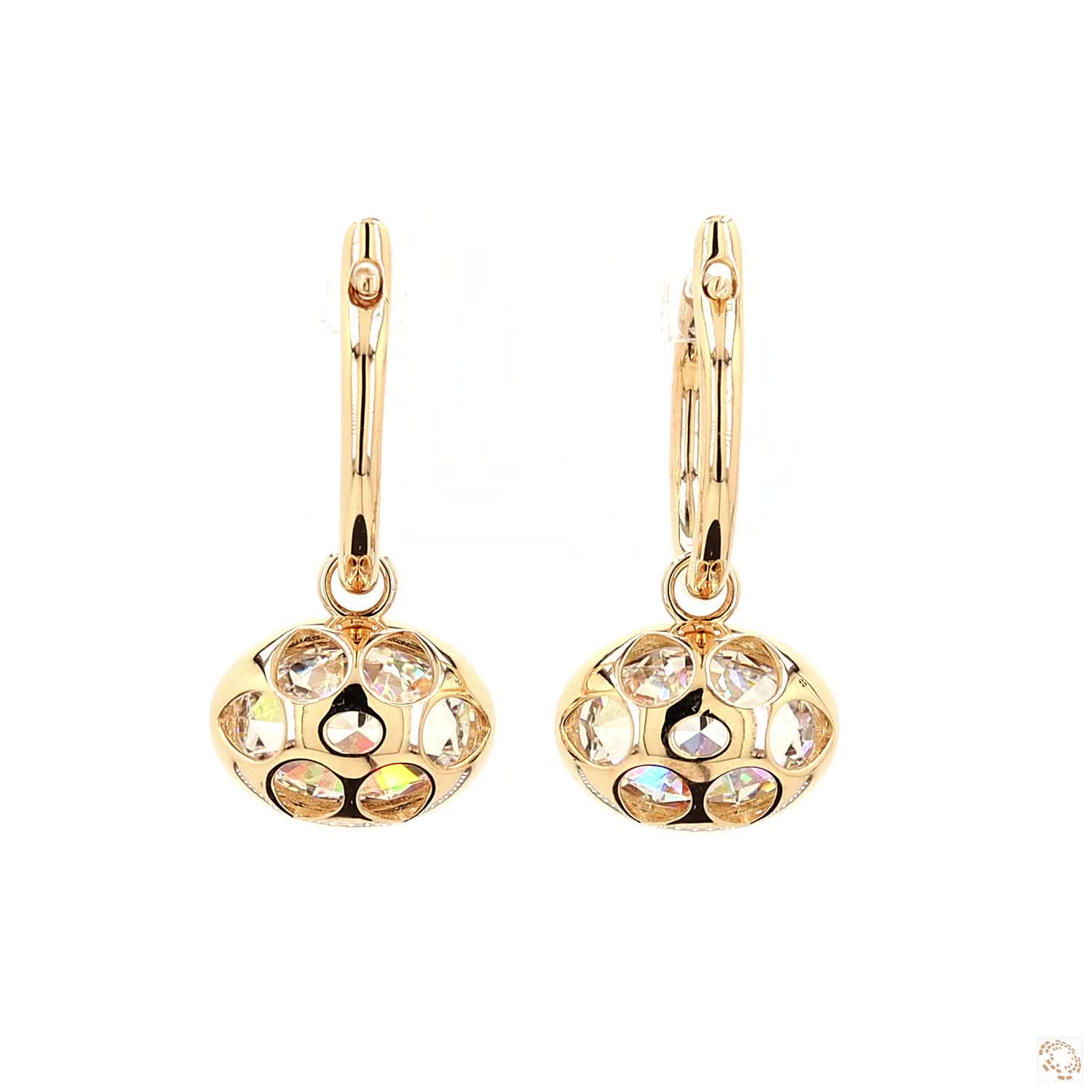 6.12 Ct Blackened Gold Oval Diamond Dazzle Drop Hoop Earrings in 14K Gold