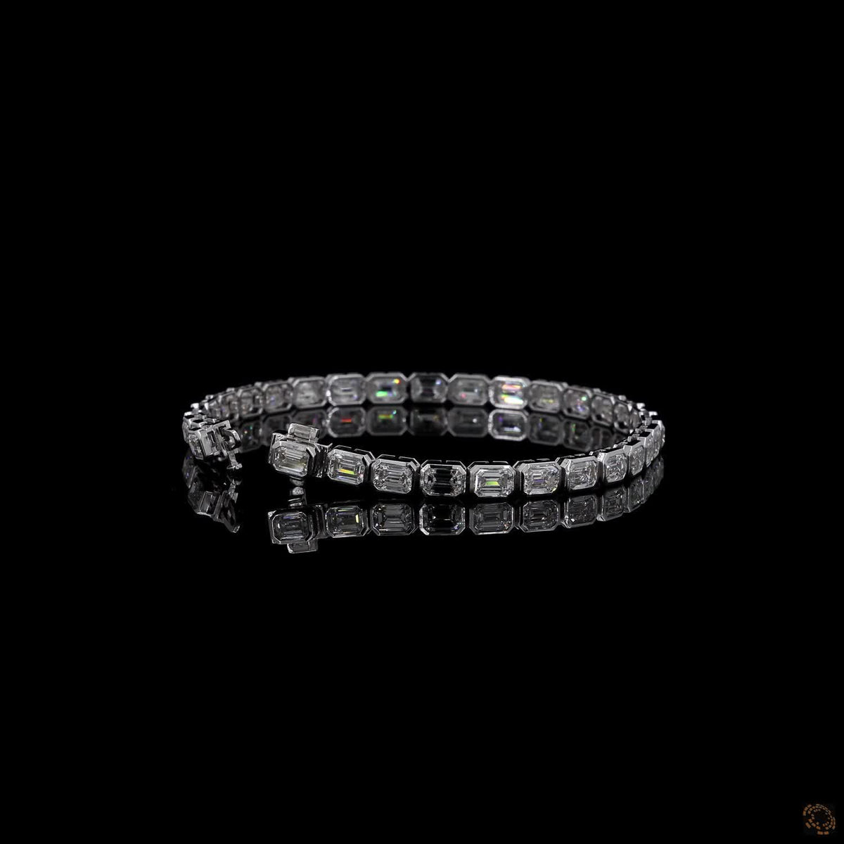 10.29 Ct Emerald-Cut Diamond Bezel Tennis Bracelet in 14K White Gold
