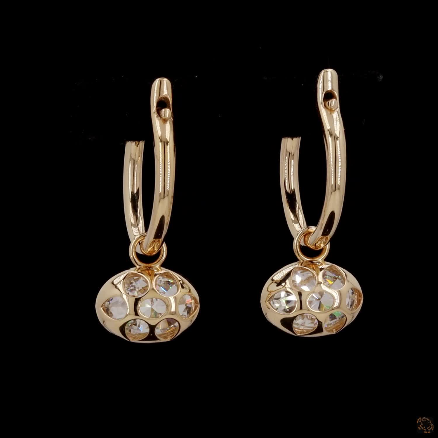 3.12 Bezel-Set Oval Solitaire Huggie Drop Earrings in Yellow Gold