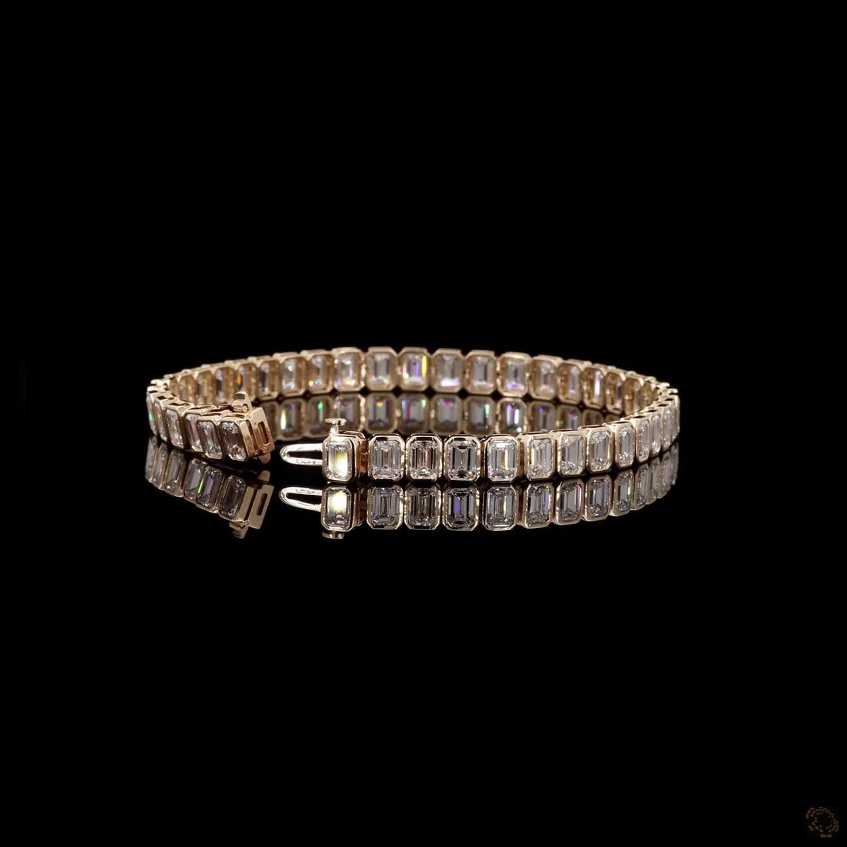 17.04 Ct Bezel-Set Emerald Cut Diamond Tennis Bracelet in 14K Yellow Gold