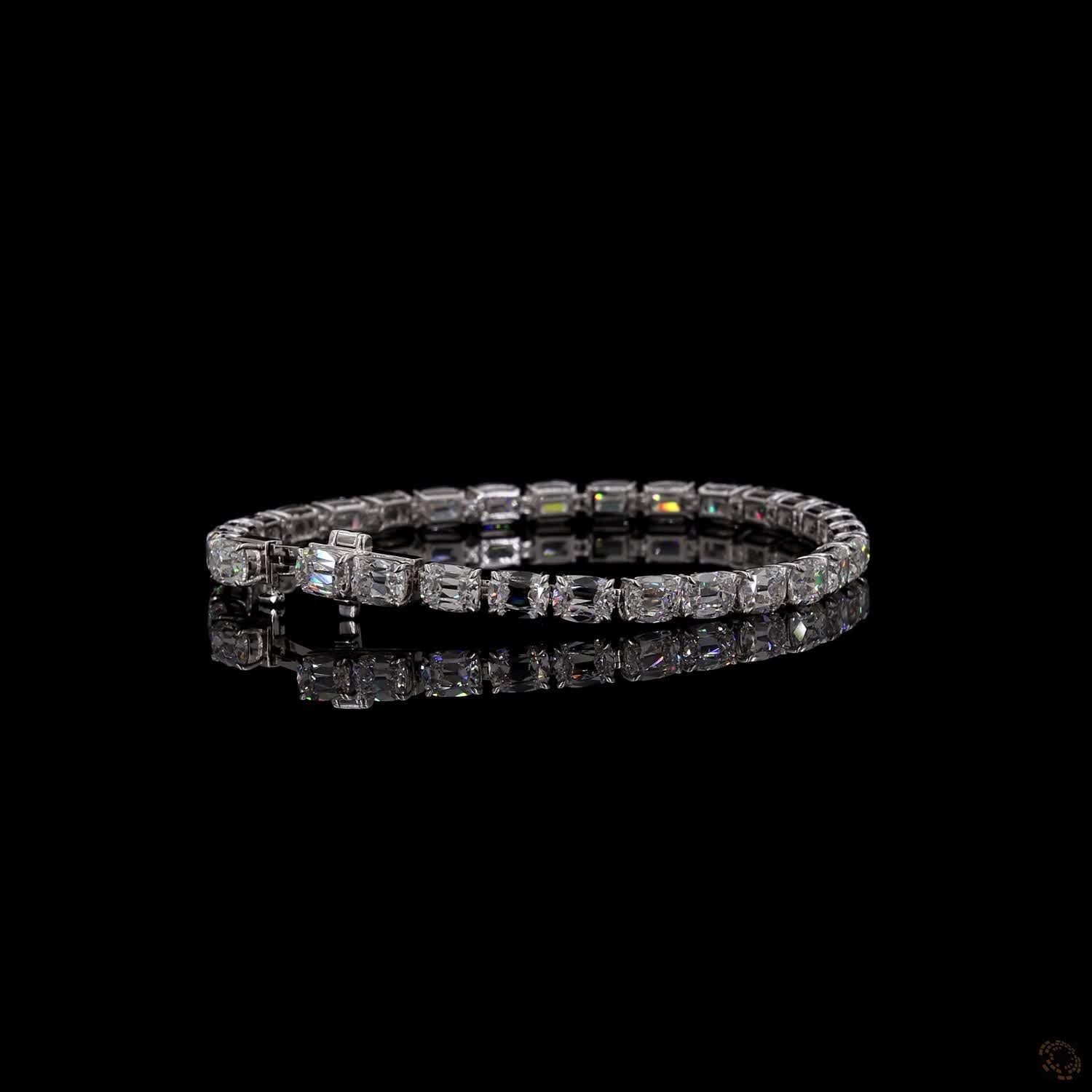 13.23 Ct Radiant Cut Tennis Bracelet in 14K White Gold | 4-Prong East-West Radiant Eternity Line Bracelet