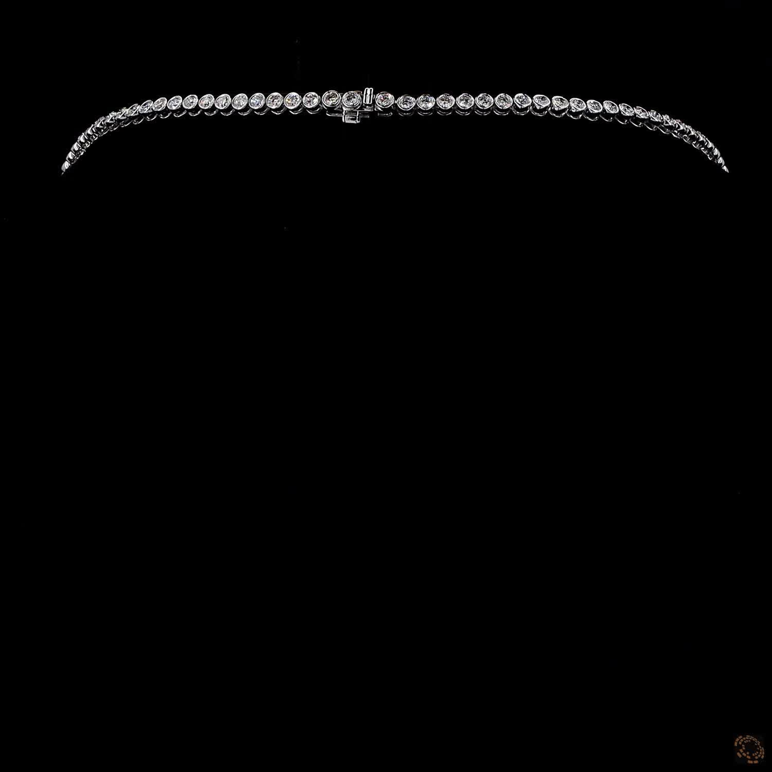 6.43 Ct Bezel-Set Round Cut Lab-Grown Diamond Tennis Necklace in 14K White Gold