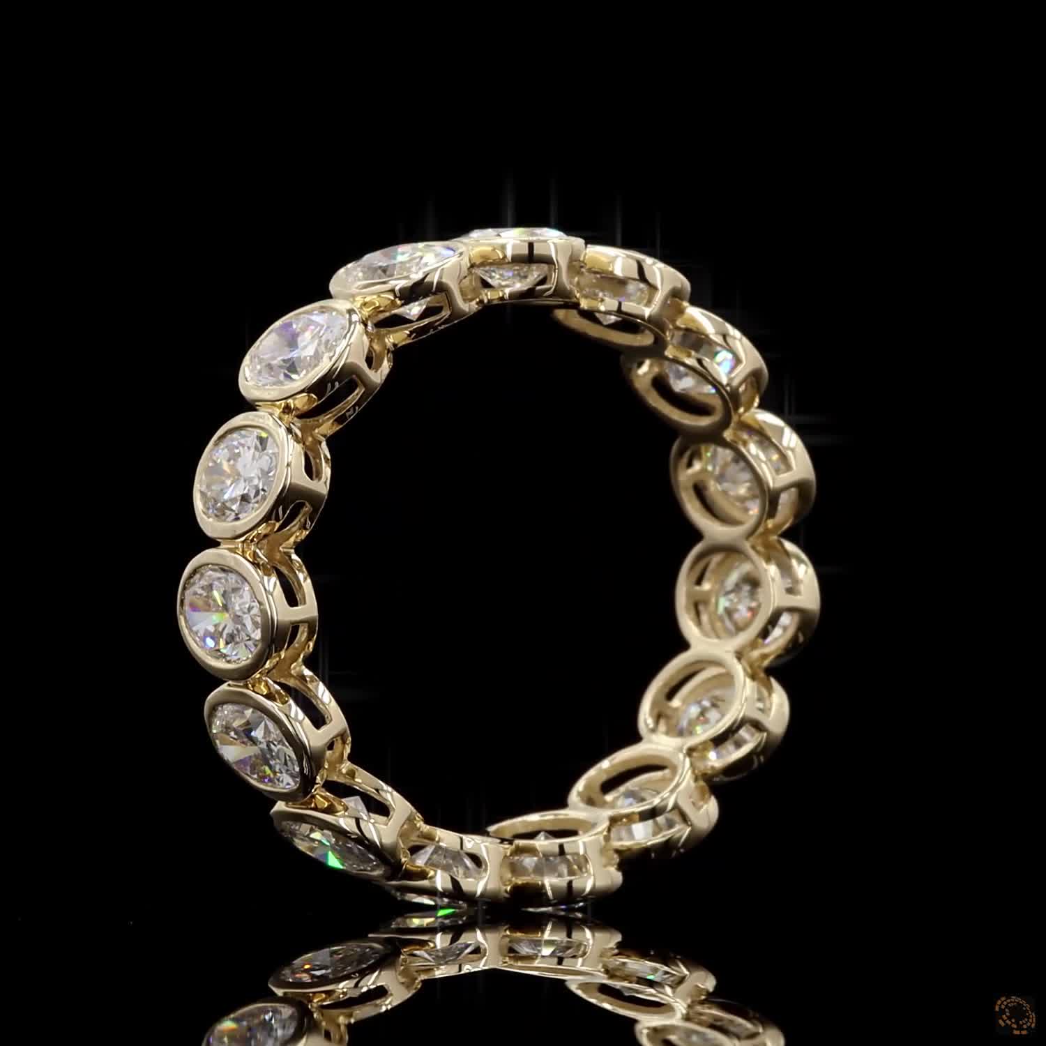 3.81 Ct Vertical Oval Cut Diamond Full Bezel Eternity Ring