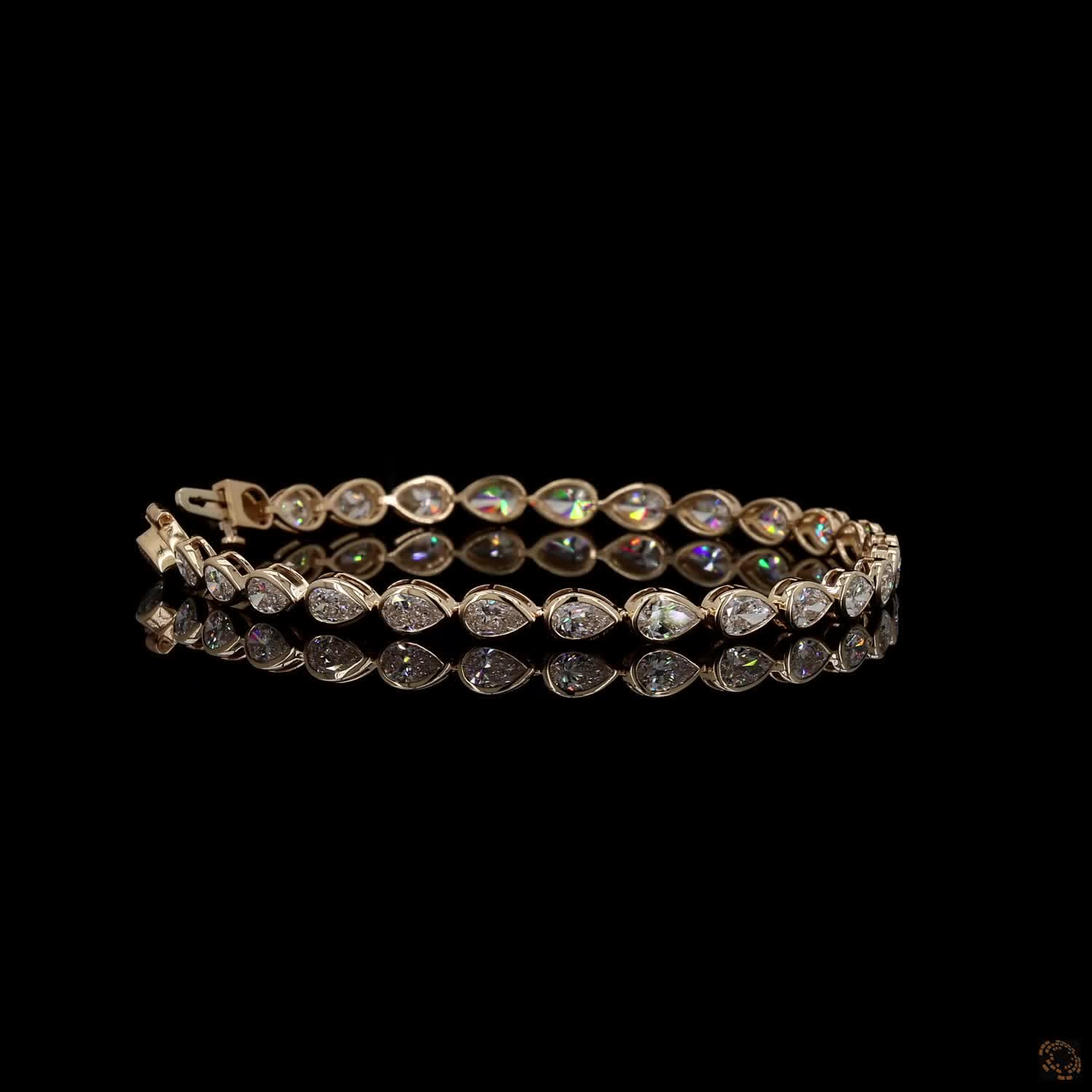 6.29 Ct Gold-Tone Teardrop Crystal Tennis Bracelet – Elegant Sparkling Link Bracelet for Women