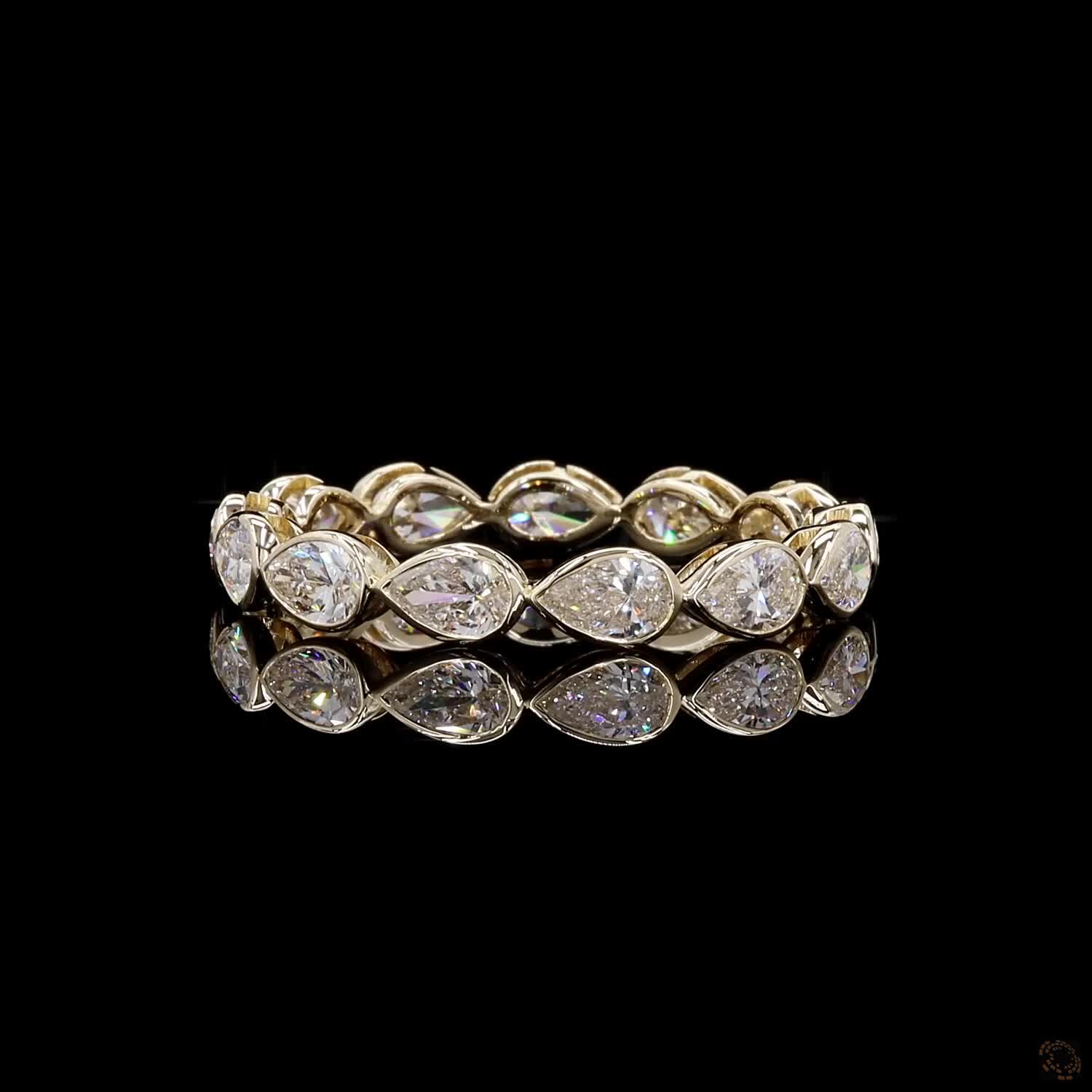3.24 Ct Horizontal Pear-Shaped Diamond Full Bezel Eternity Ring