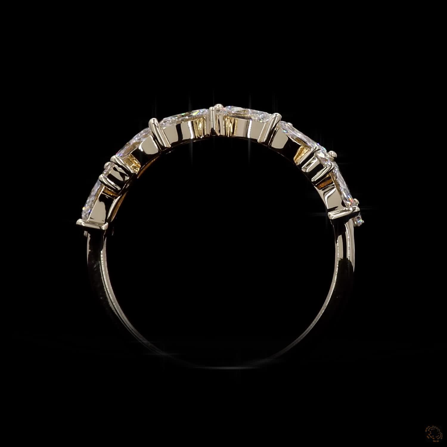 0.86 Ct 14K Yellow Gold Marquise & Round Diamond Vine Band | Leaf Cluster Wedding Ring