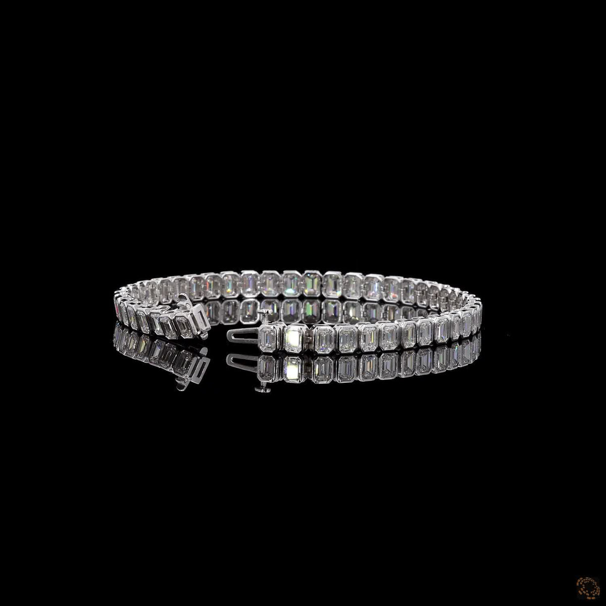 9.56 Ct Large Emerald Cut Diamond Tennis Bracelet, White Gold Bezel Diamond Bracelet, High Carat Emerald Tennis Bracelet, Statement Bezel Diamond Bracelet