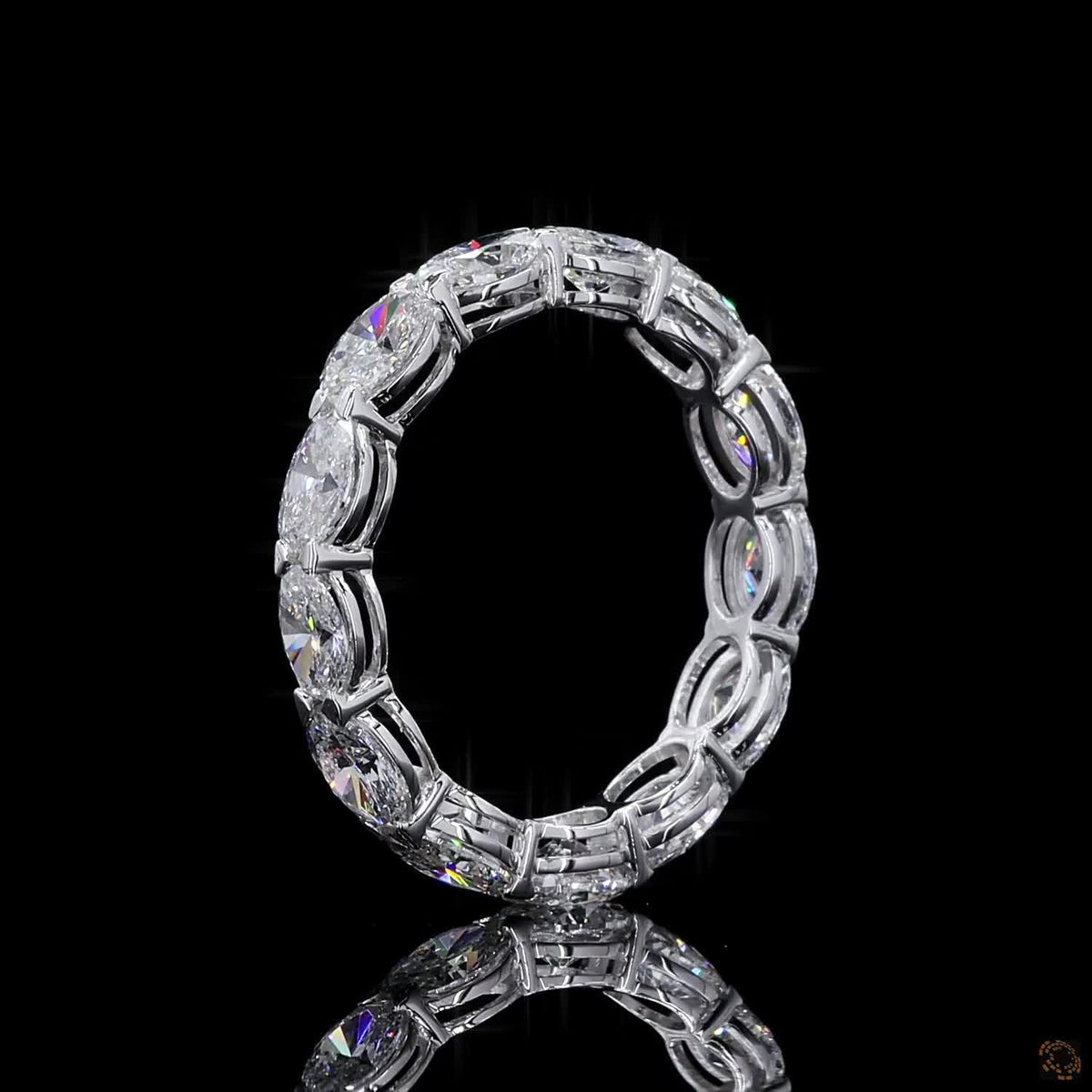 3.29 Ct East-West Oval Cut Diamond Eternity Band in White Gold