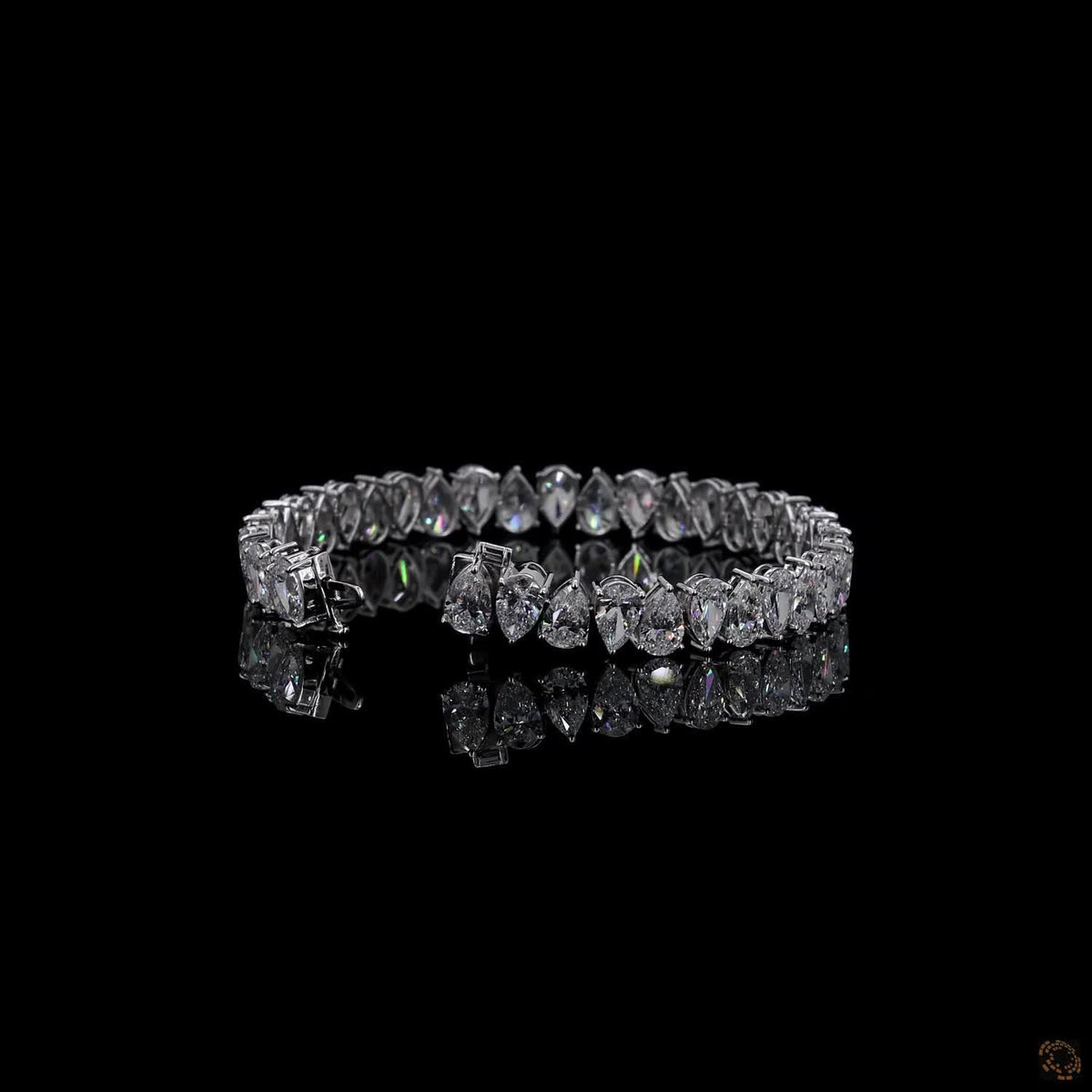 10.12 Ct  Pear Cut Diamond Tennis Bracelet in White Gold