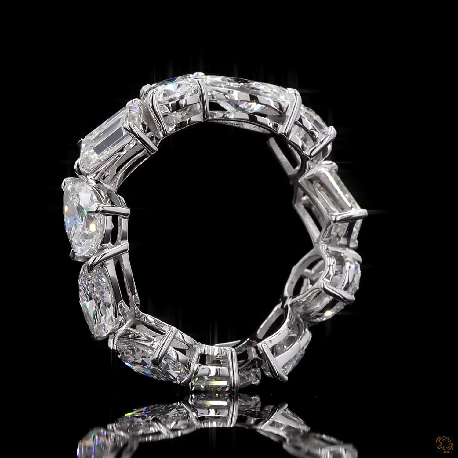 7.14 Ct 14K White Gold Mixed-Cut Diamond Eternity Ring | Multi-Shape Prong Set Wedding Band