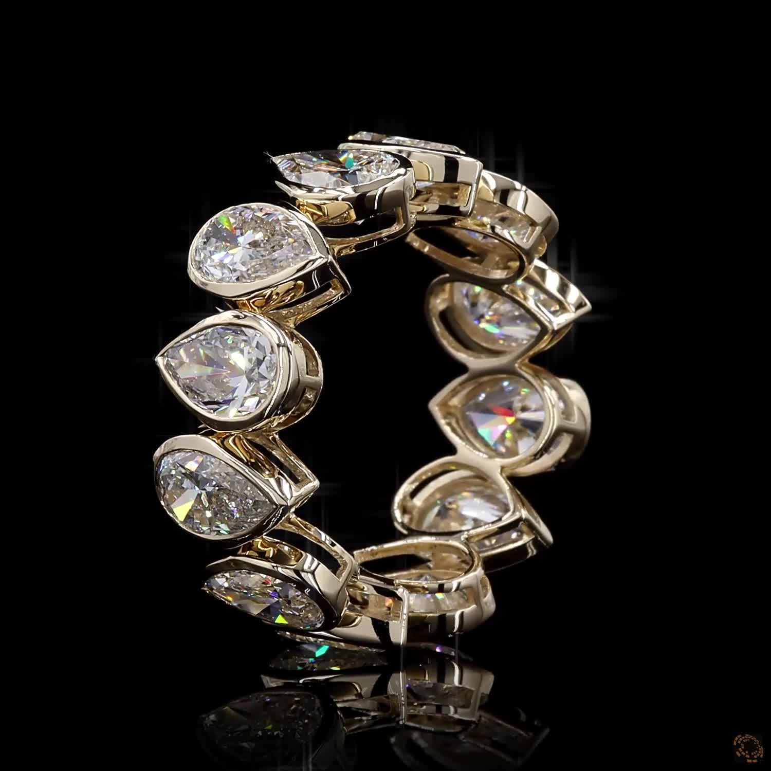 7.89 CT 14K Gold Pear Cut Diamond Eternity Band Ring | Luxury Teardrop Diamond Wedding & Anniversary Ring