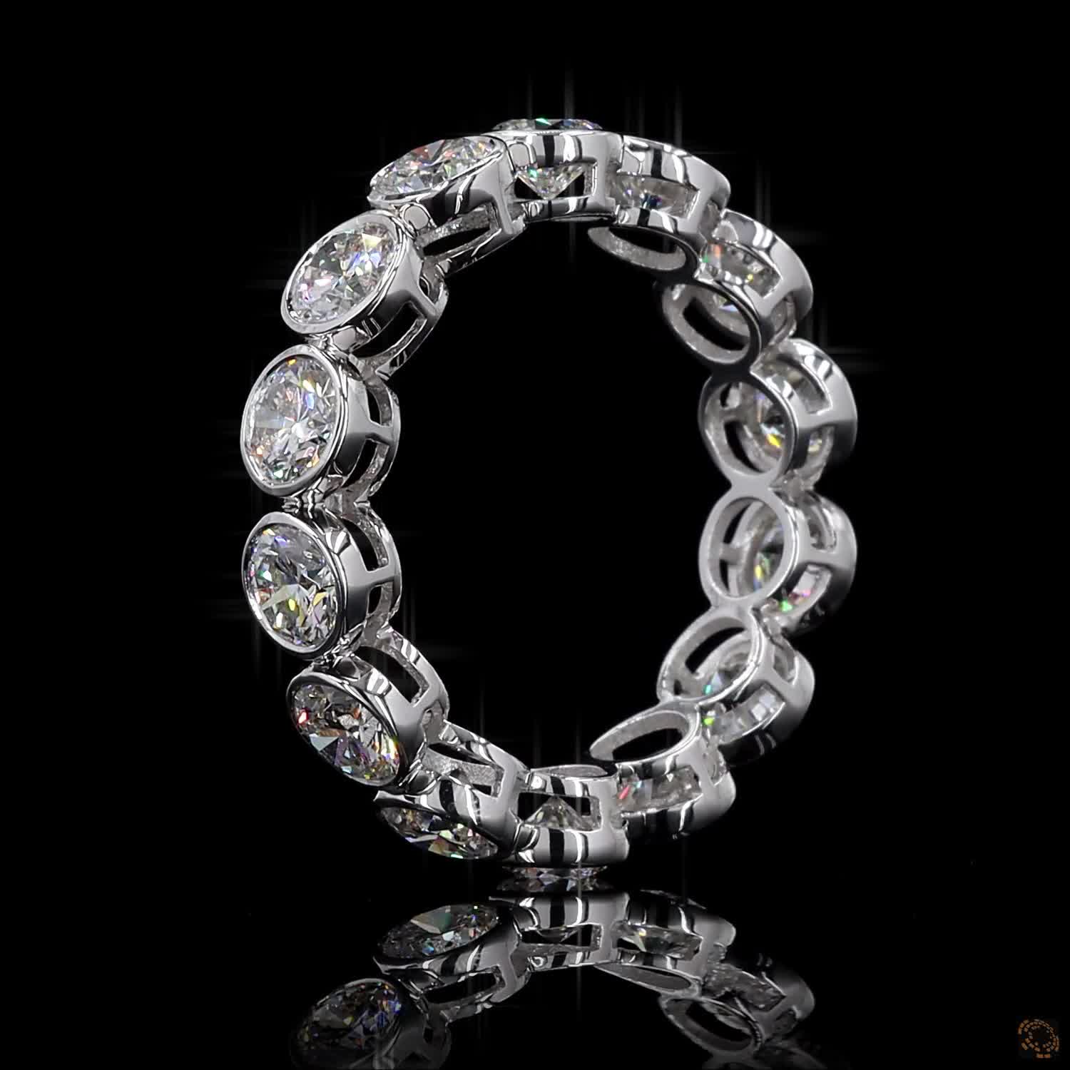 3.67 Ct Round Cut Diamond Bezel Eternity Band – 14K White Gold Floating Bezel Wedding Ring