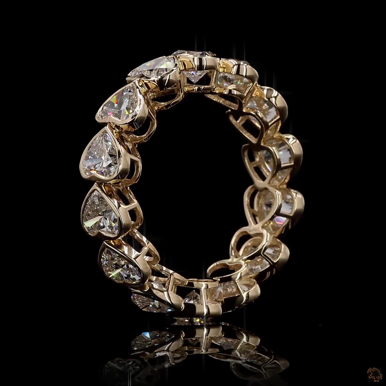 5.38 Ct Bezel-Set Heart Cut Diamond Eternity Band in 14K Yellow Gold
