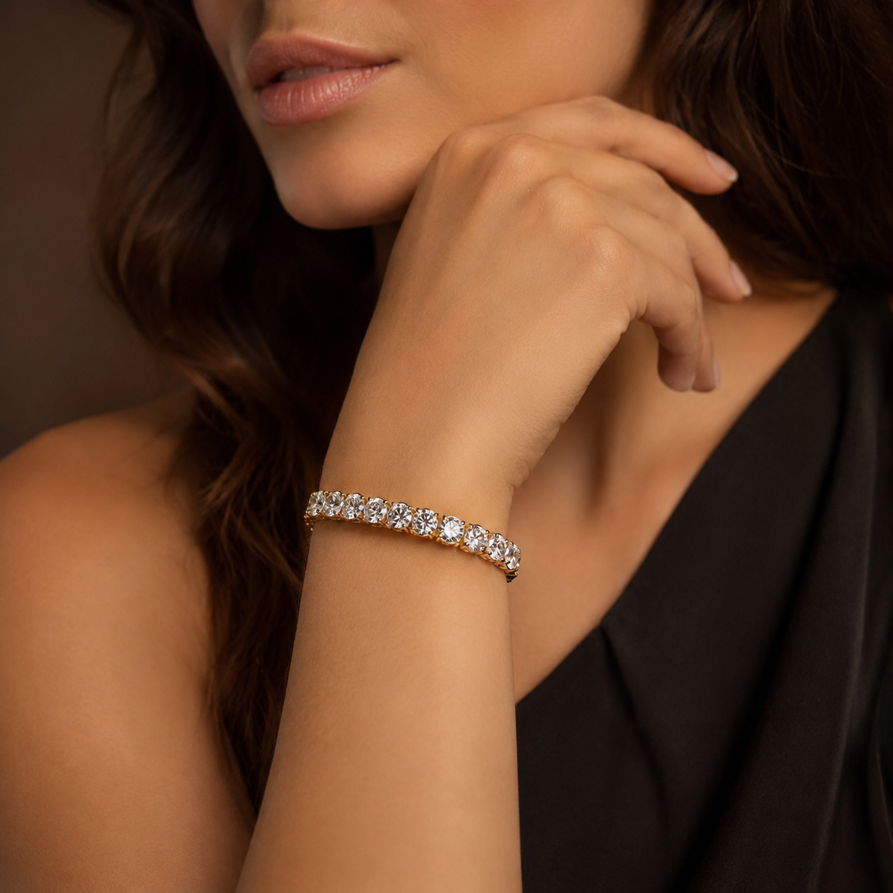 27.07 Ct Women's Gold Diamond Tennis Bracelet – Timeless Round Cut Lab Grown Diamond Bracelet