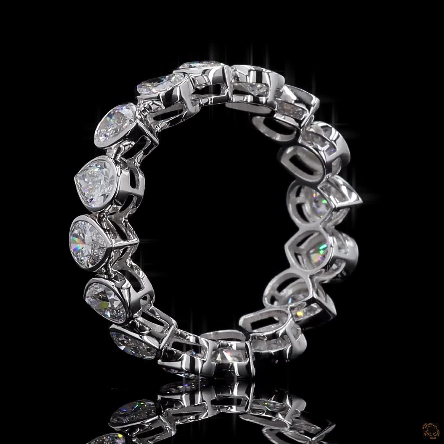 4.16 Ct Bezel-Set Pear Cut Diamond Eternity Band in White Gold
