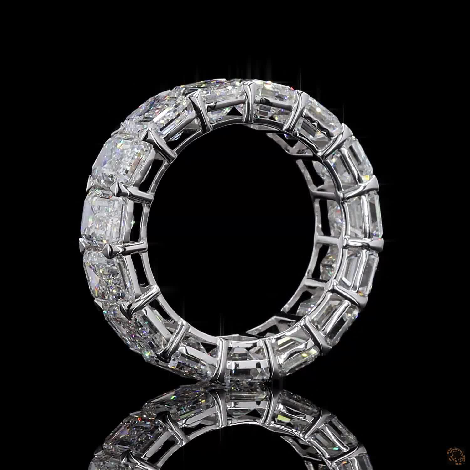 13.60 Ct Emerald Cut Diamond Eternity Band – Shared Prong Wedding Ring