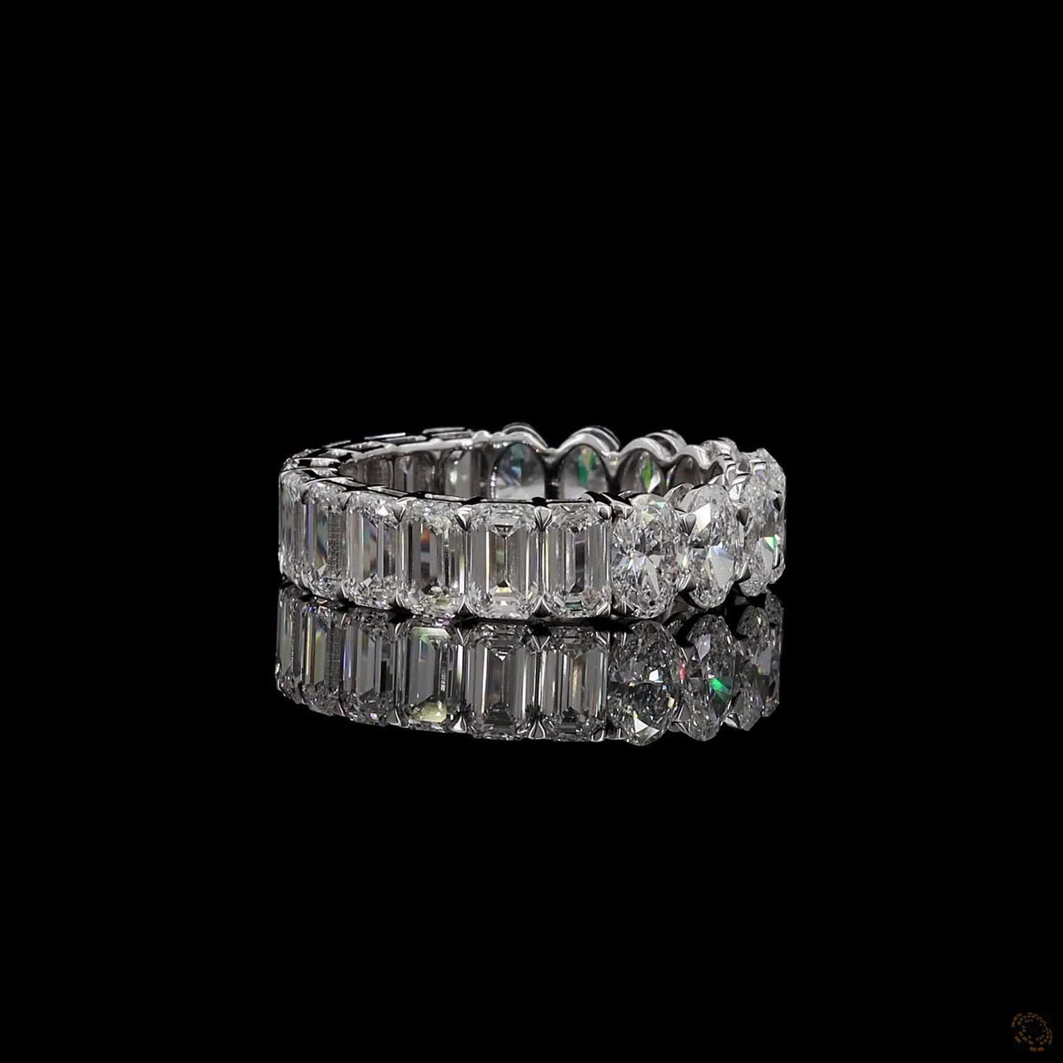6.01 Ct Oval and Emerald Cut Diamond Band Eternity Ring, Split Style  Eternity Ring, Half Oval Half Emerald Diamond Band